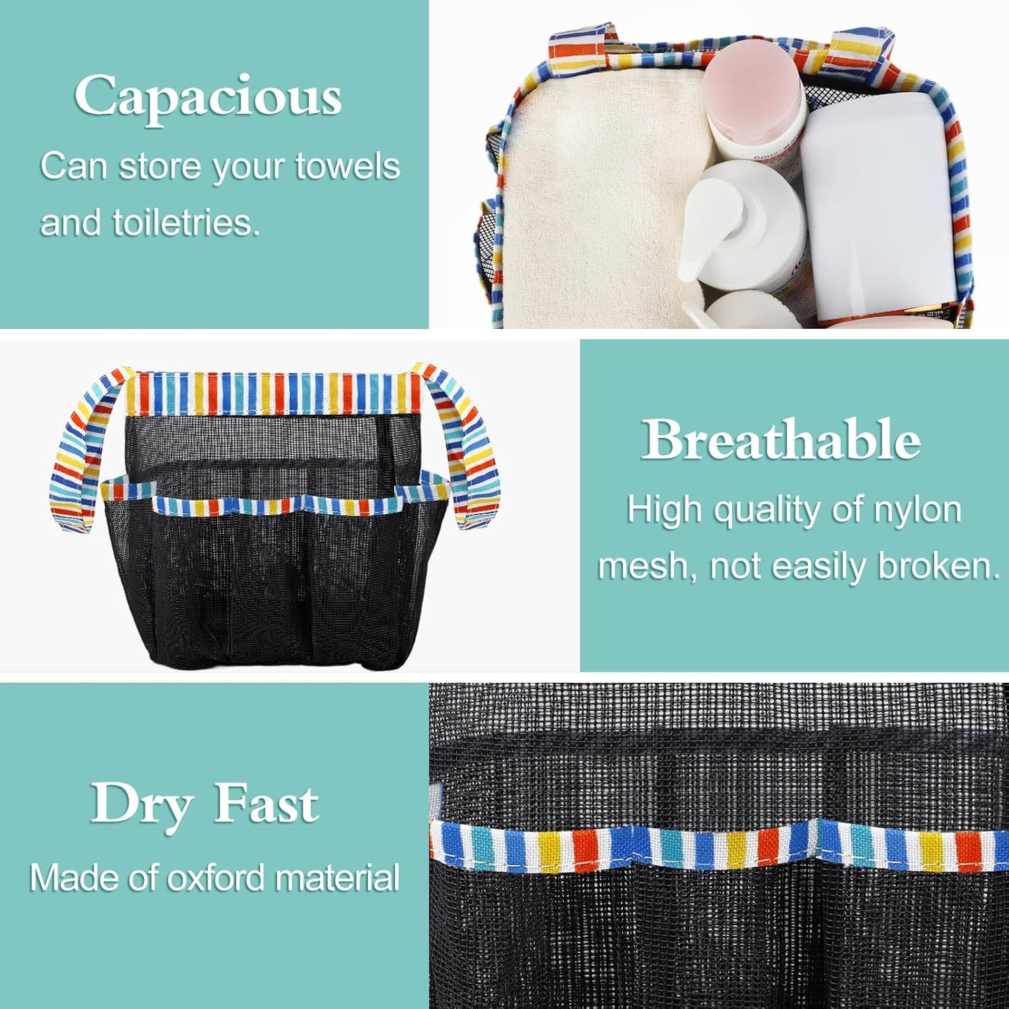 Attmu Mesh Shower Caddy Portable for College Dorm Room Essentials with 8 Pockets, Hanging Shower Caddy Basket Tote Bag Toiletry Accessories for Bathroom