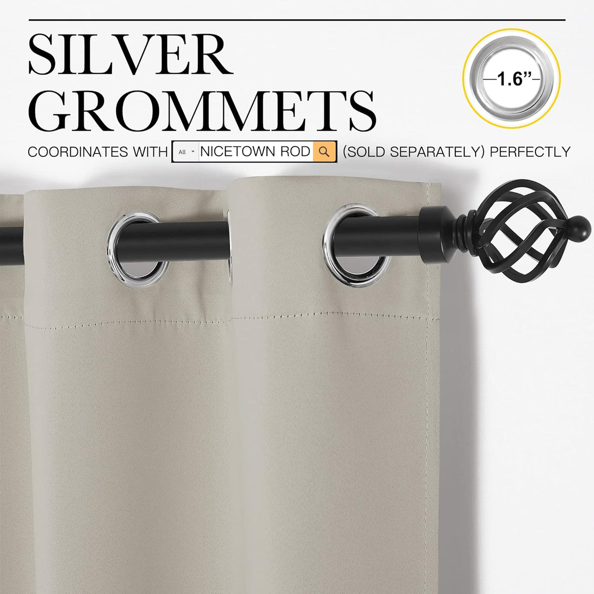 NICETOWN Blackout Curtains 2 Panels for Bedroom- Thermal Insulated Grommet Blackout Curtains 63 Inches Long for Living Room/Kitchen Rideaux occultants (2 Panels, W42 x L63 -Inch,Grey) - PuriLite