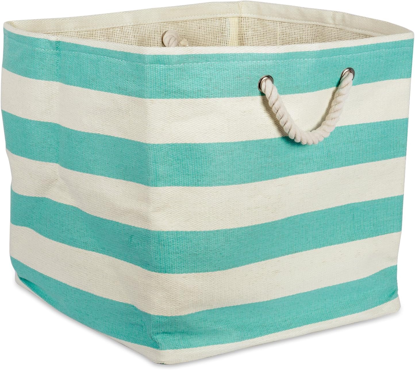 DII Storage Basket or Bin, Collapsible & Convenient Storage Solution for Office, Bedroom, Closet, Toys, Laundry (Large) - Pink Rugby Stripe