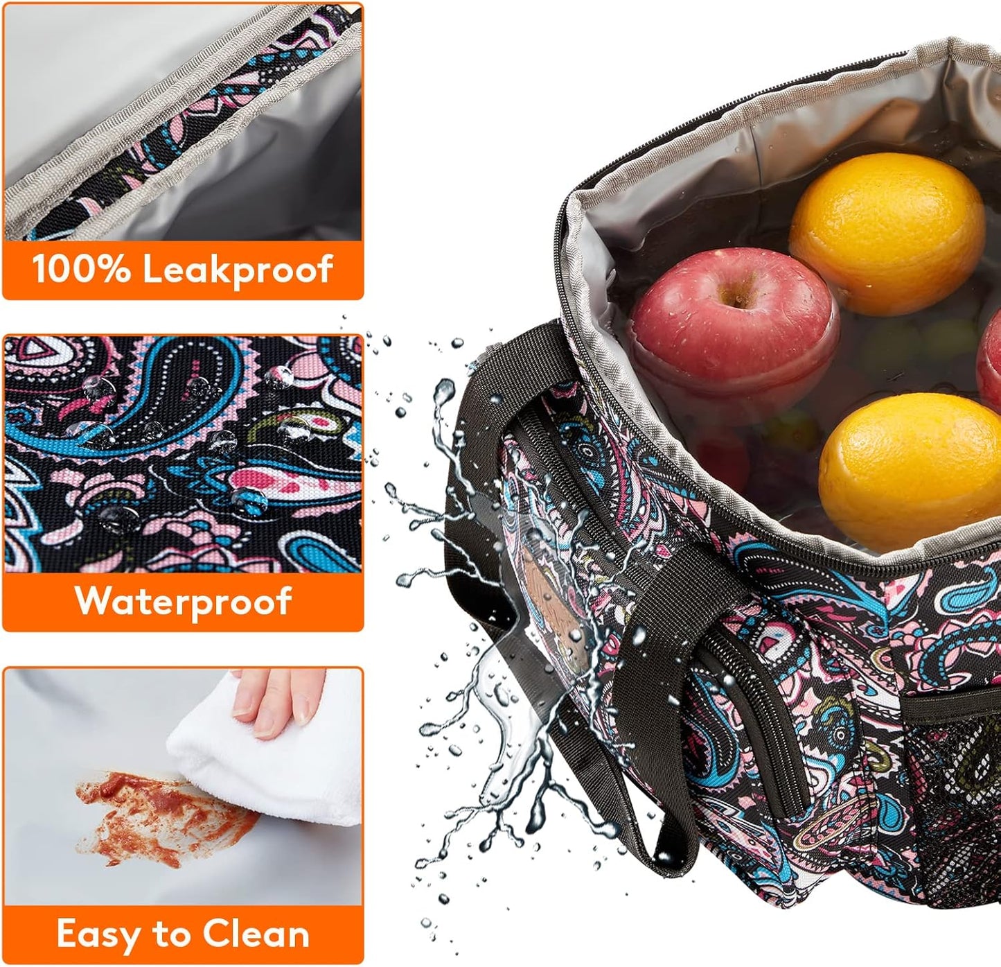 Lifewit Large Lunch Bag for Adults, 24-Can 15L Insulated Lunch Box Leakproof Soft Cooler Cooling Tote for Men Women, Waterproof Reusable Cooler Bags for Work Office Outdoor Picnic Camping, Black