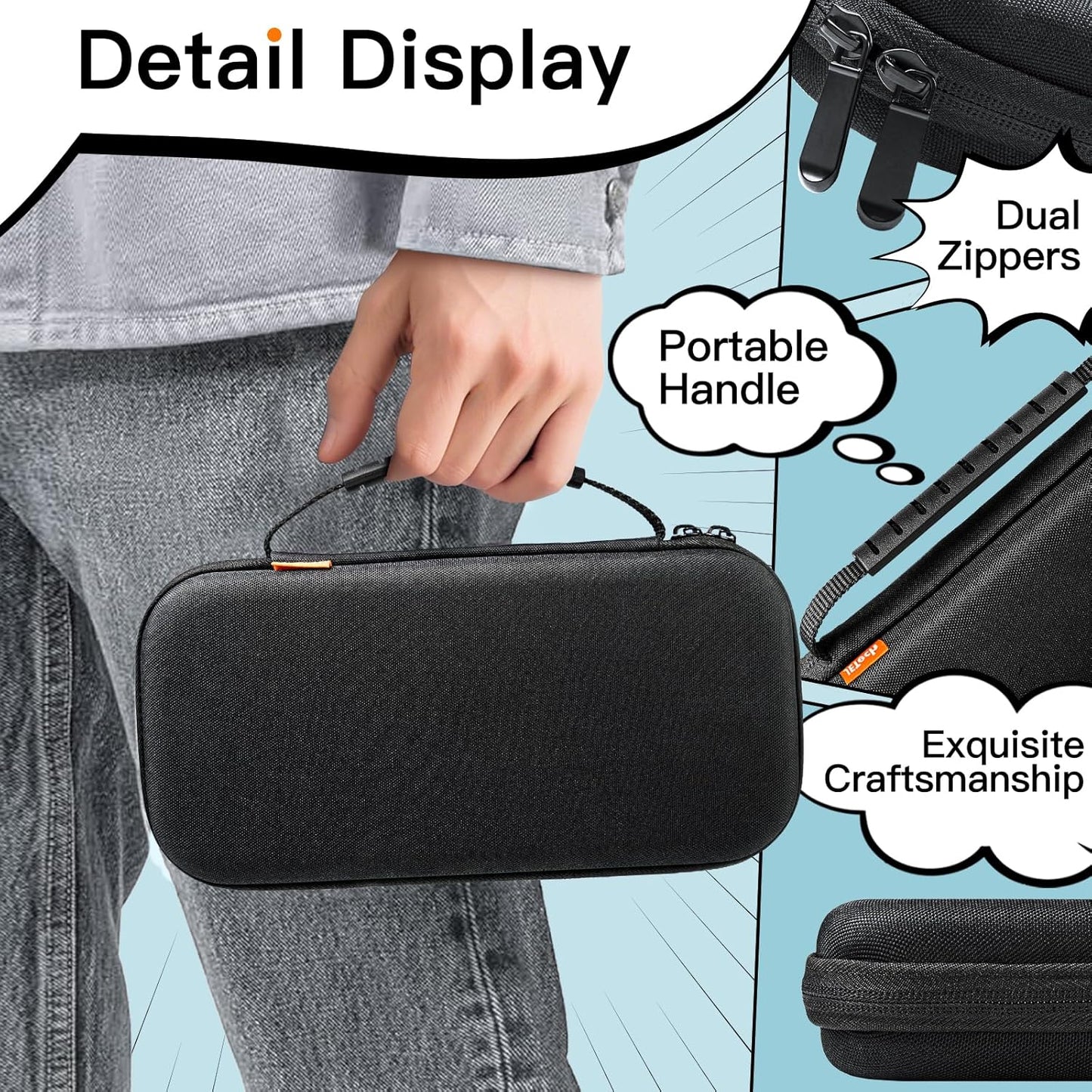 JETech Carrying Case for Nintendo Switch 2 (2025) 7.9 Inch, Hard Shell Portable Travel Bag with 10 Game Card Slots and Accessories Pouch, Lightweight Anti-Scratch Protection (Black)