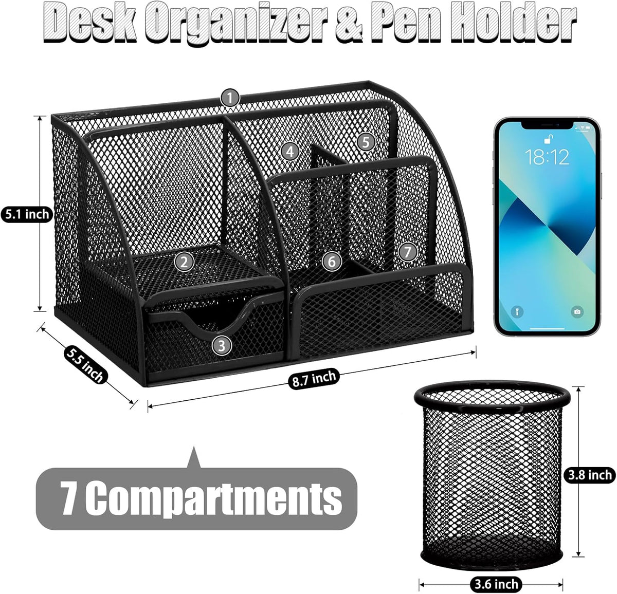 13-in-1 Office Desk Organizer Set for Back to School Supplies Accessories