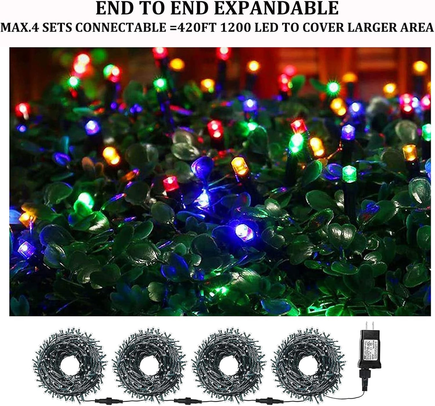 Tcamp 105FT 300 LED Purple Orange Halloween Decorations Lights Motion Activated Sync with 4 Scary Music, 6 Modes Halloween String Lights for Party Yard Outdoor Indoor Decor (3 Sets Connectable)