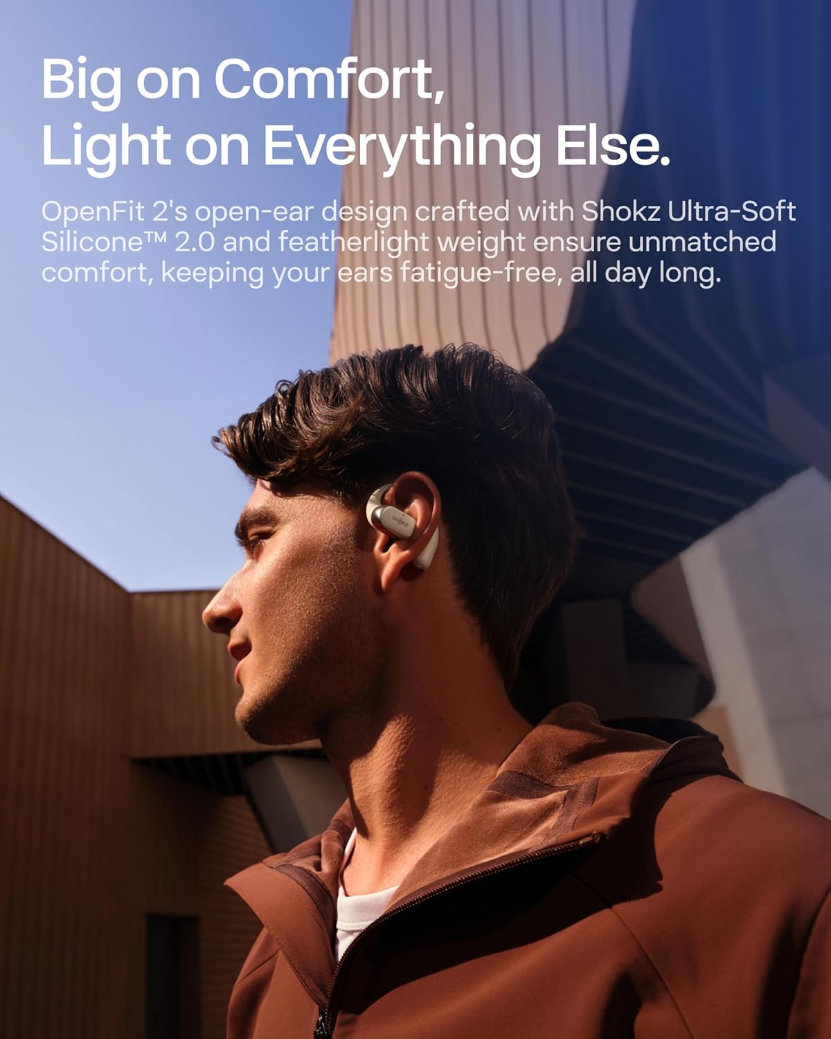 New SHOKZ OpenFit 2 Open-Ear Headphones, True Wireless Bluetooth Earphones with Microphone, Earhook Earbuds with 48 Hours of Playtime, Fast Charging, IP55 Water-Resistant, with Carrying Bag, Black