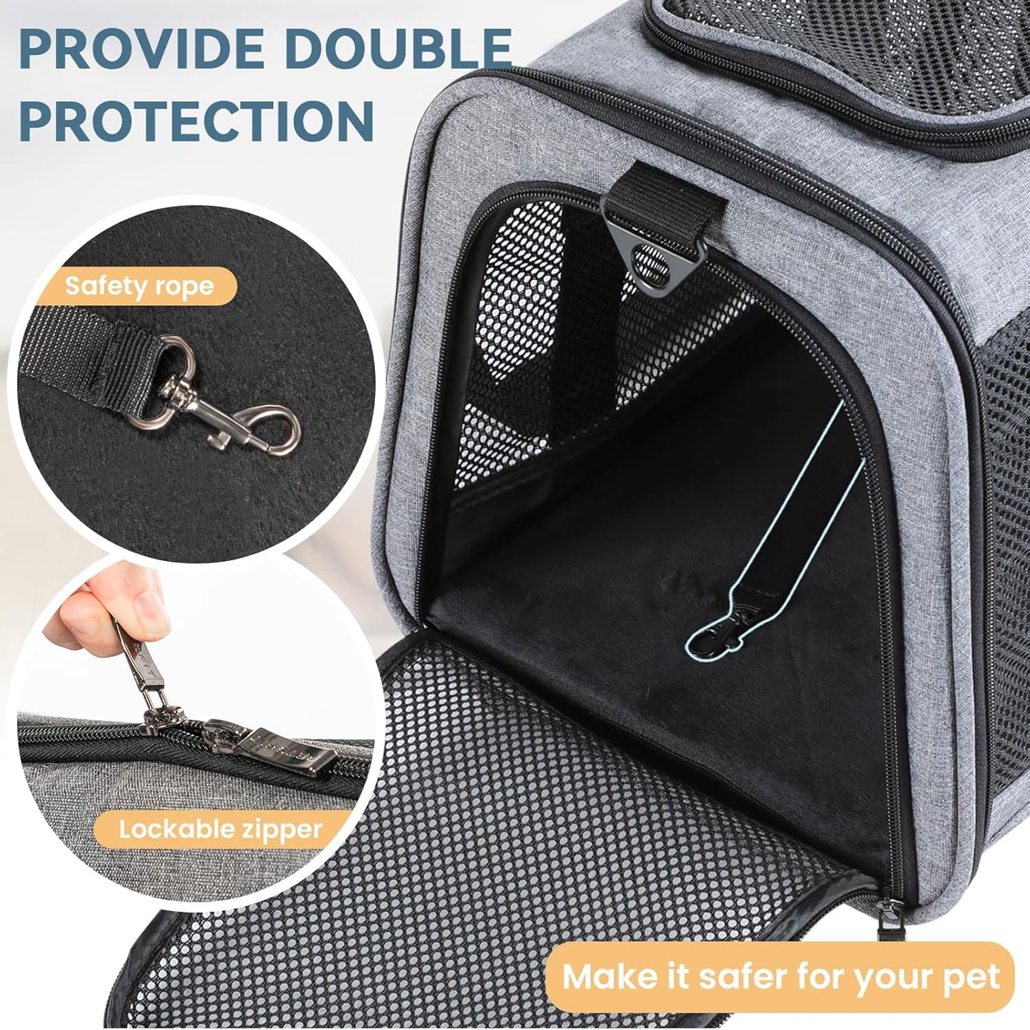 Petsfit Pet Carrier Airline Approved, Soft-Sided Cat Carrier with Patented Car Buckle, Lightweight and Collapsible with Adjustable Shoulder Strap, Soft Cushion,Green