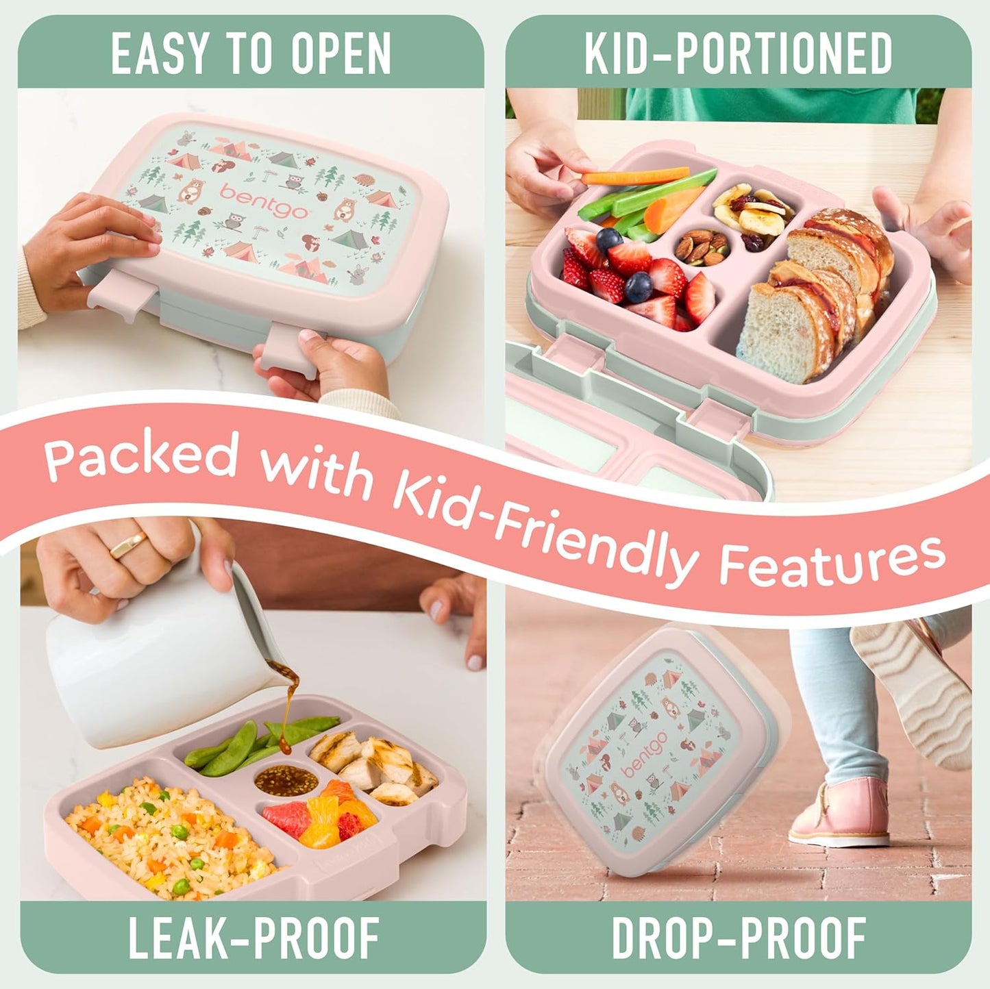 Bentgo Kids Prints Leak-Proof, 5-Compartment Bento-Style Kids Lunch Box - Ideal Portion Sizes for Ages 3 to 7 - BPA-Free, Dishwasher Safe, Food-Safe Materials - 2021 Collection (Llamas)
