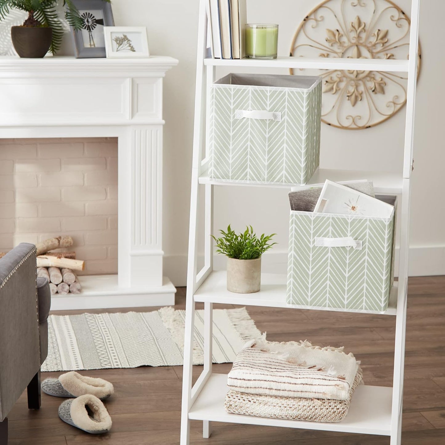 DII Foldable Fabric Storage Containers for Nurseries, Offices, Closets, Home Decor, Cube Organizers & Everyday Storage Needs, (Large - 11 x 11 x 11) Scroll Nautical Blue - Set of 2