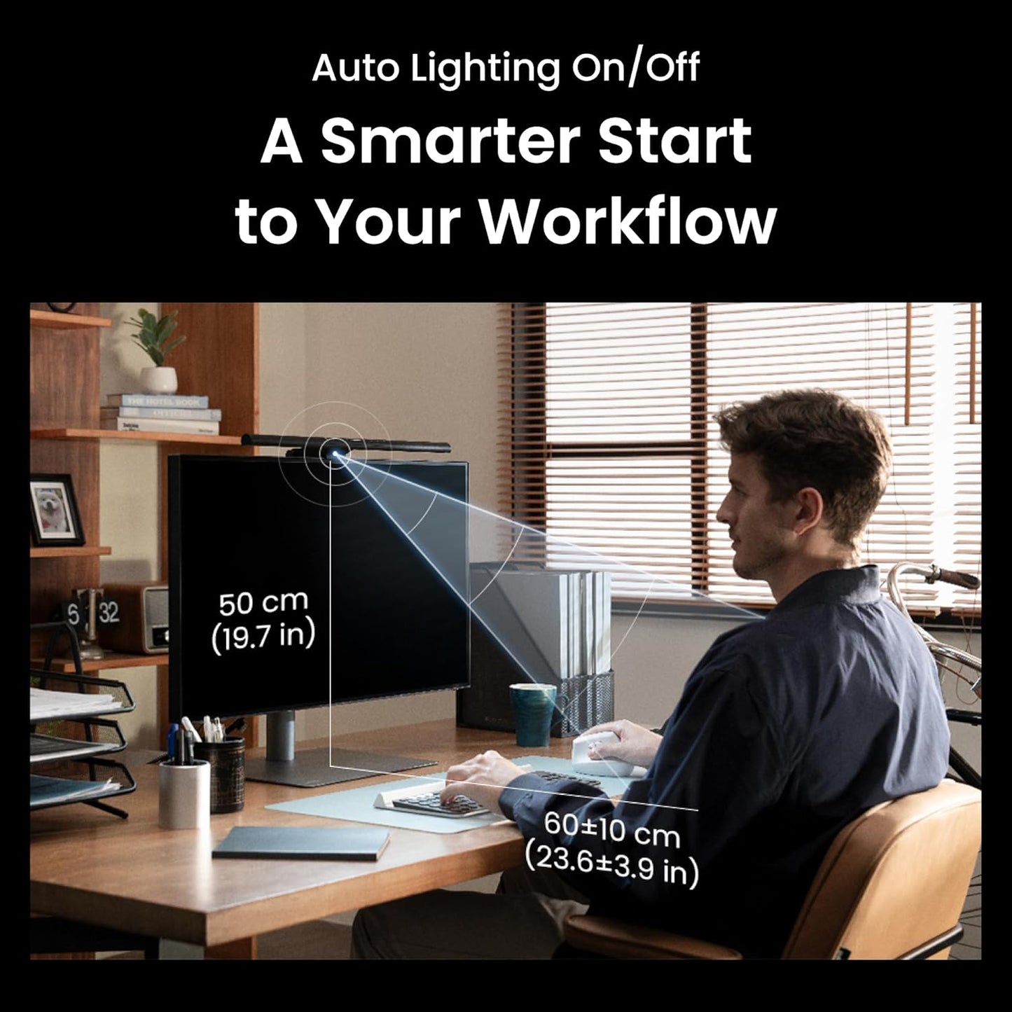 BenQ ScreenBar Pro LED Monitor Light (Silver)/Ultrawide Illumination/Motion Sensor/Adjustable Brightness and Color Temperature/Eye-Care Light Bar/No Screen Glare/Space Saving/Curved Monitors/USB-C