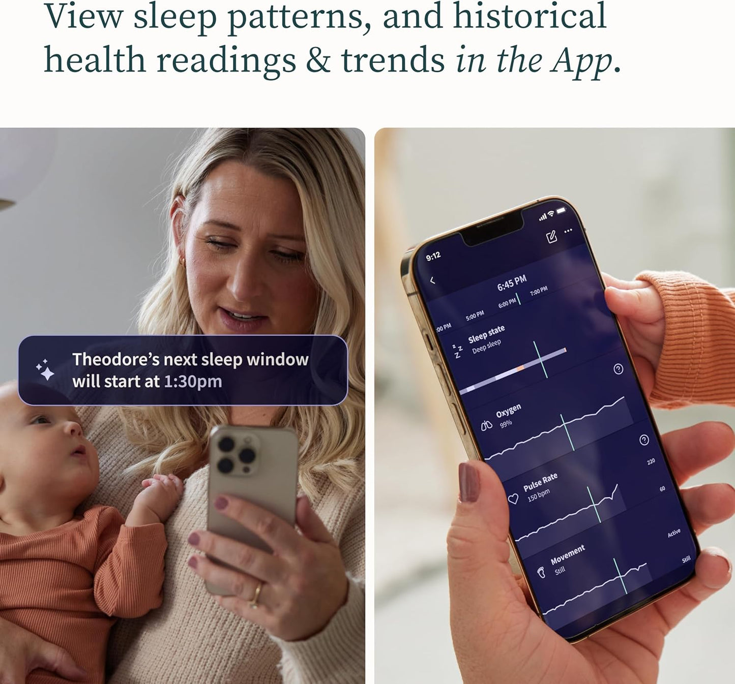 Owlet Dream Sock - Smart Baby Monitor View Heart Rate and Average Oxygen O2 as Sleep Quality Indicators. Wakings, Movement, and Sleep State. Digital Sleep Coach and Sleep Assist Prompts, Mint