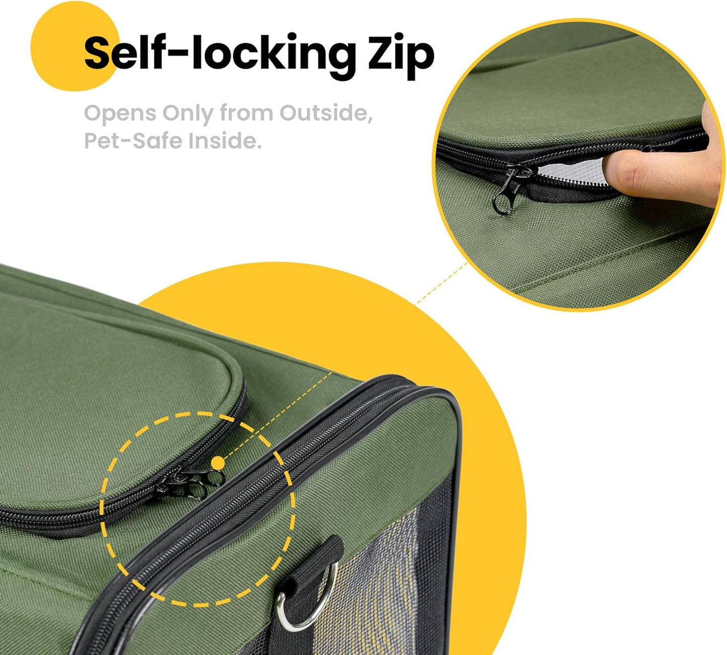 Conlun Cat Carrier Airline Approved, Soft-Sided Dog Carrier with Inner Safety Leash, Pet Transport Carrier for Small-Medium Cats Puppies up to 15 Lbs, Collapsible Travel Kitten Carrier Bag -Black M