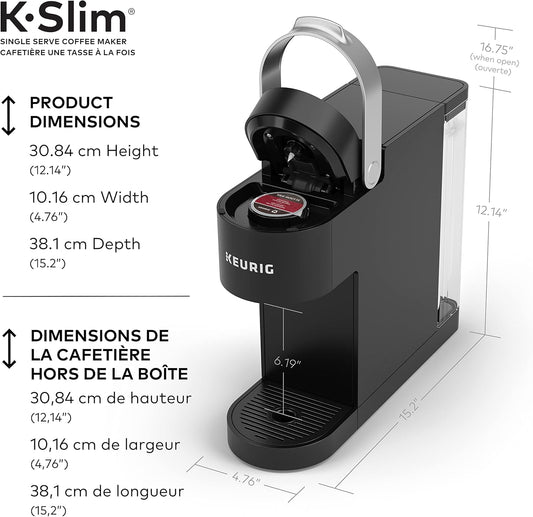 Keurig K-Slim Single Serve K-Cup Pod Coffee Maker, Featuring Simple Push Button Controls And MultiStream Technology, Black - PuriLite