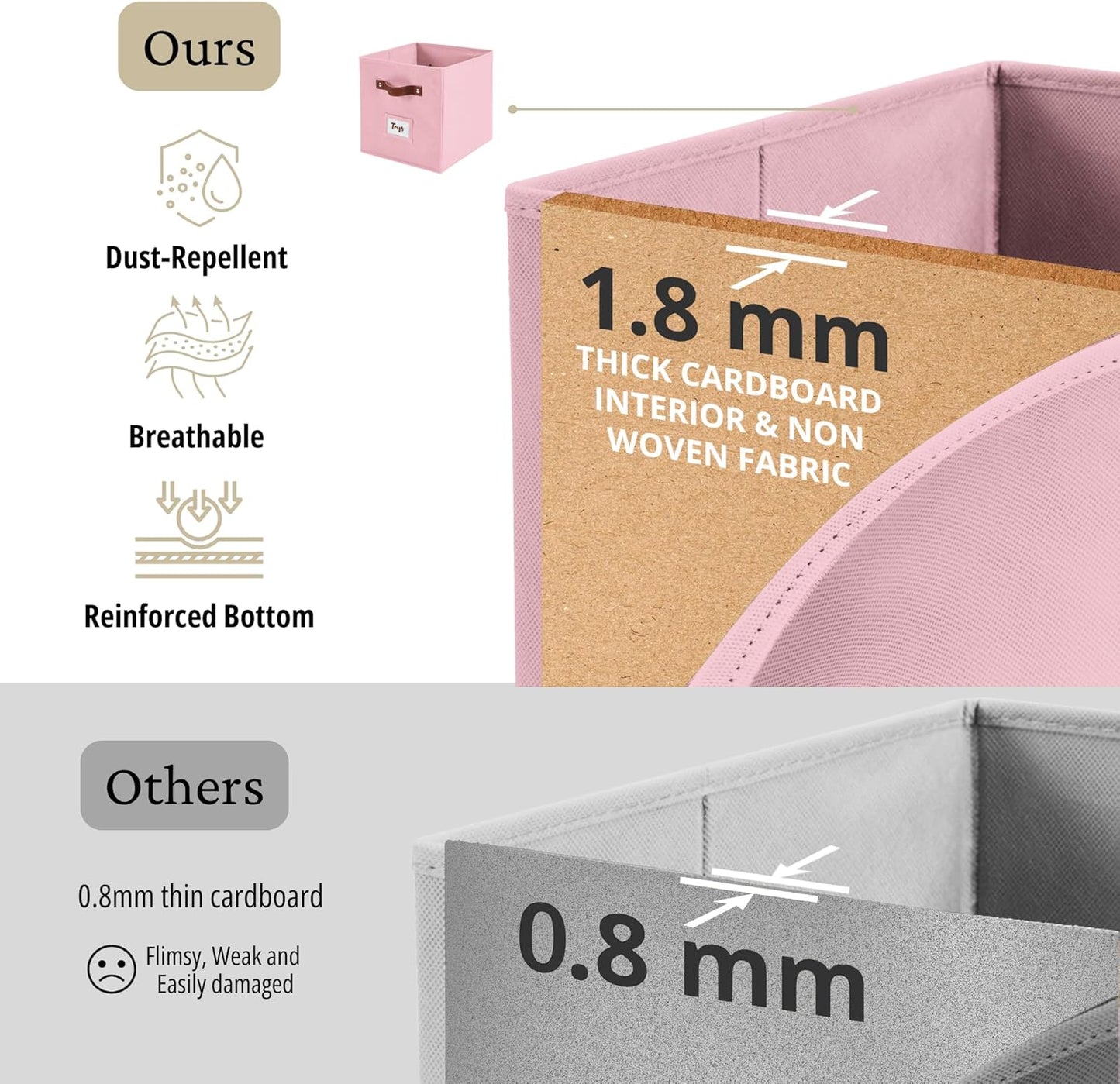 DECOMOMO Cube Storage Bin, Storage Cubes with Labels, Baskets for Shelves Kallax Linen Closet Organizers (Cube 10.5x11"/ 6pcs, Black)