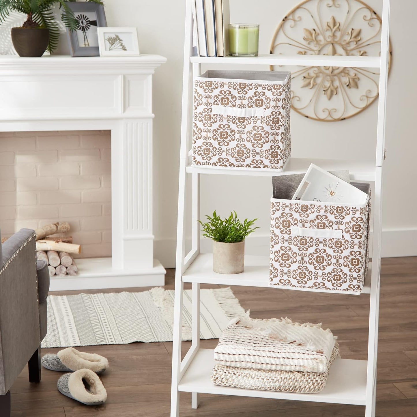 DII Foldable Fabric Storage Containers for Nurseries, Offices, Closets, Home Decor, Cube Organizers & Everyday Storage Needs, (Large - 11 x 11 x 11) Scroll Nautical Blue - Set of 2