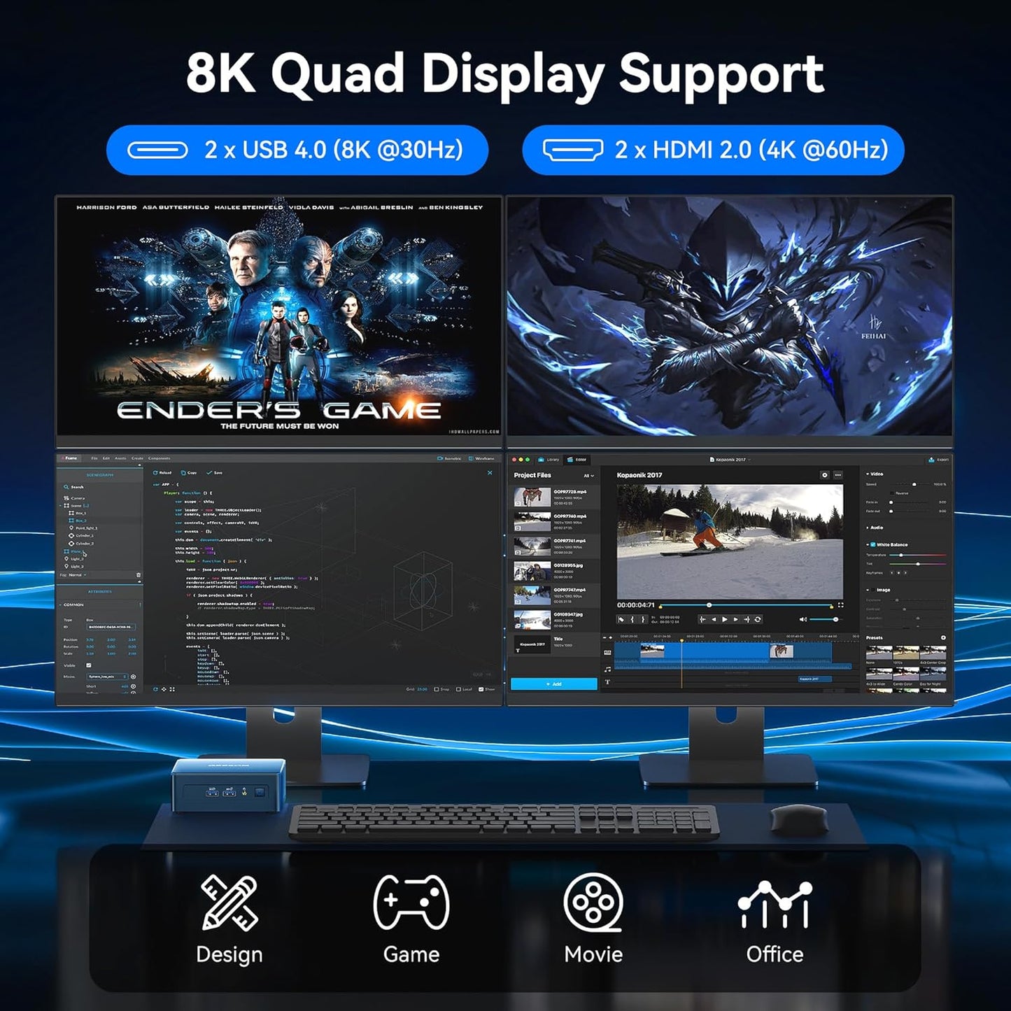 GEEKOM IT12 Mini PC(3-Year Quality Support) with 12th Gen Intel i9-12900HK, NUC 12 Mini Desktop(Up to 5GHz), 32GB DDR4& 1TB M.2 2280 NVMe Gen4*4 SSD, Win11 Pro, 8K/Quad Display/USB4/WiFi 6E/BT5.2