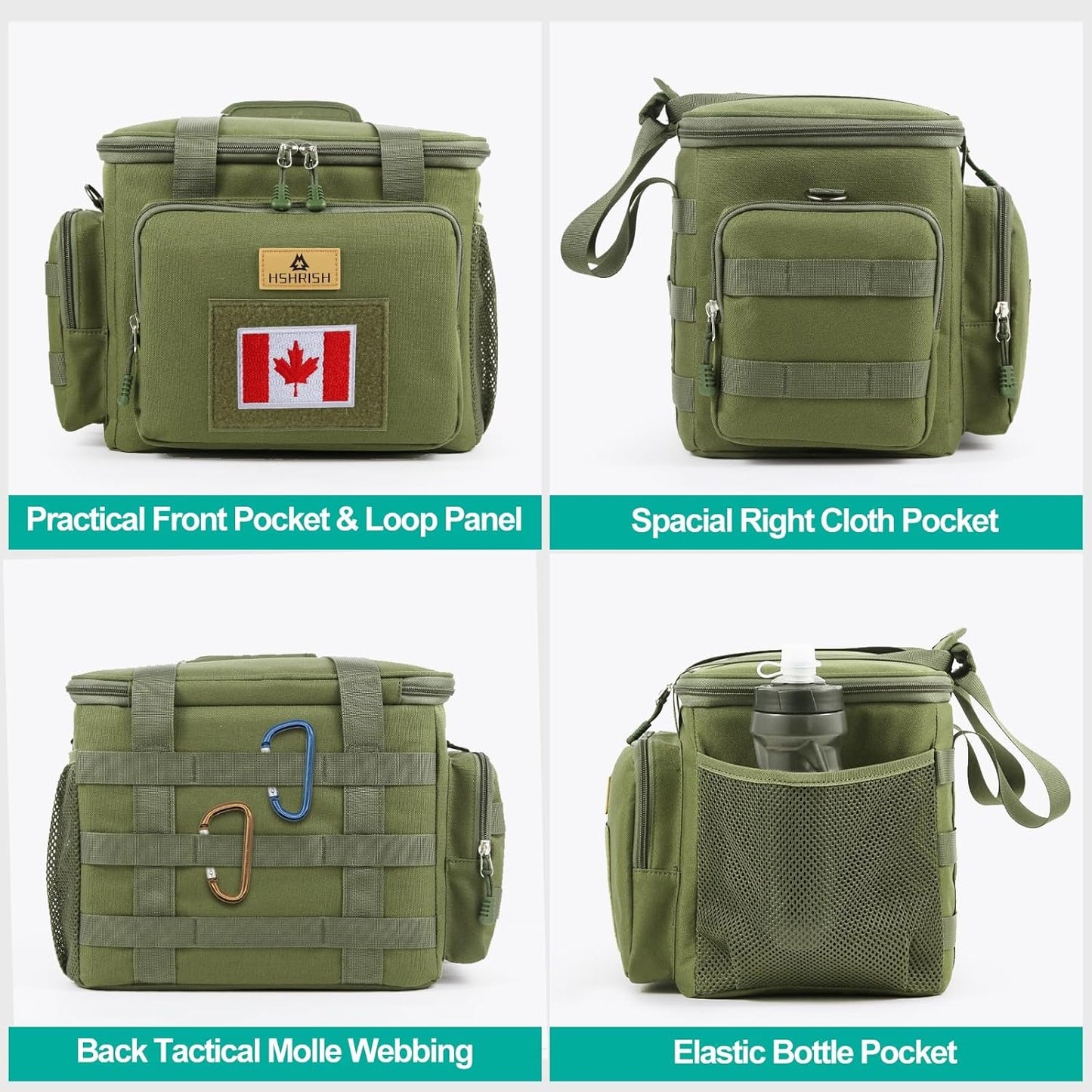HSHRISH Tactical Large Lunch Bag for Men,Leakproof Insulated Lunch Box, Durable Soft Cooler Bag with Shoulder Strap Lunch Pail for Work Shifts Outdoor