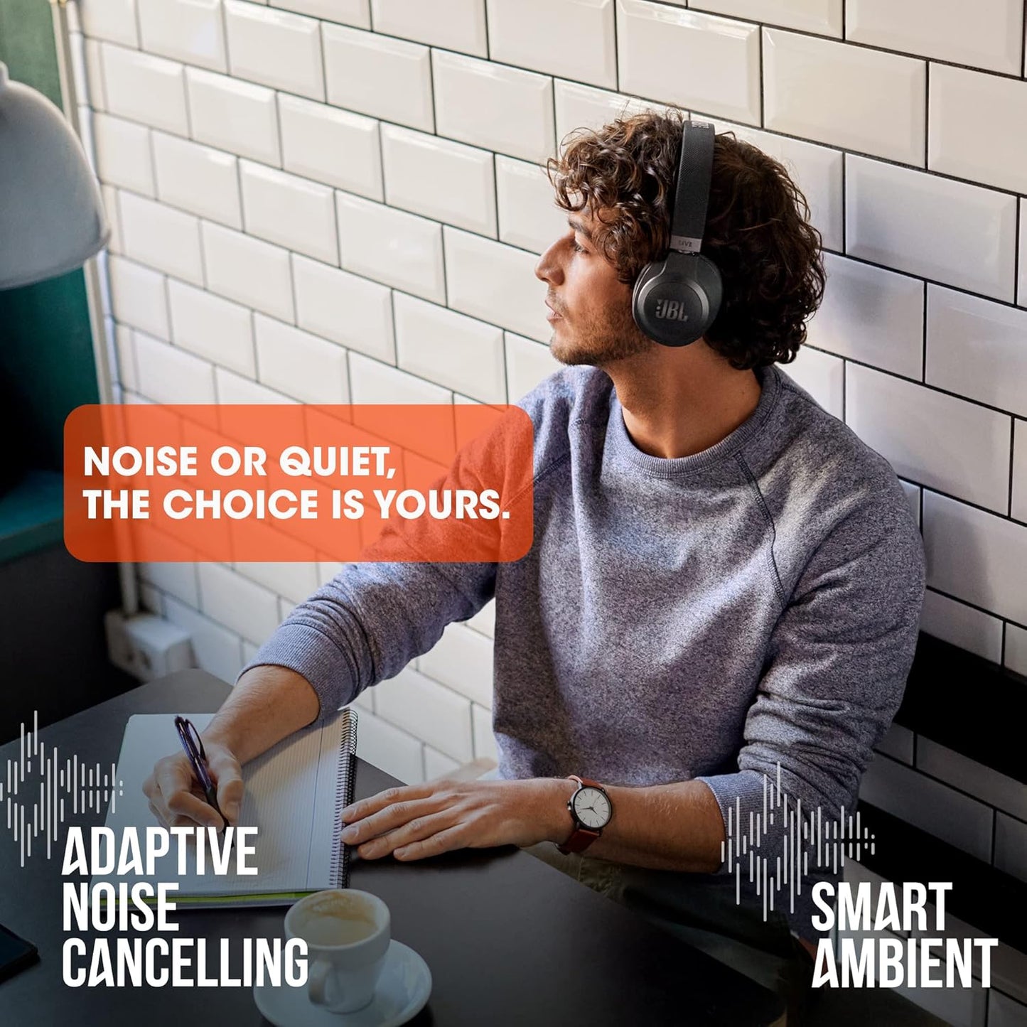 JBL Live 770NC - Wireless Over-Ear Headphones with True Adaptive Noise Cancelling with Smart Ambient, Up to 65 Hours of Battery Life, Comfort-fit Fabric Headband & Carrying Pouch (Black)