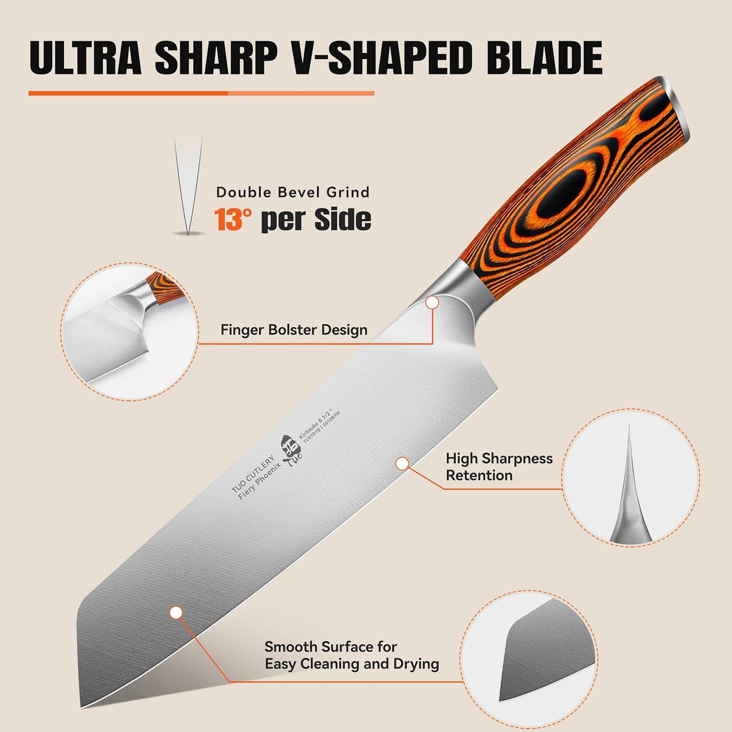 TUO Boning Knife - Razor Sharp Fillet Knife - High Carbon German Stainless Steel Kitchen Cutlery - Pakkawood Handle - Luxurious Gift Box Included - 7 inch - Fiery Phoenix Series