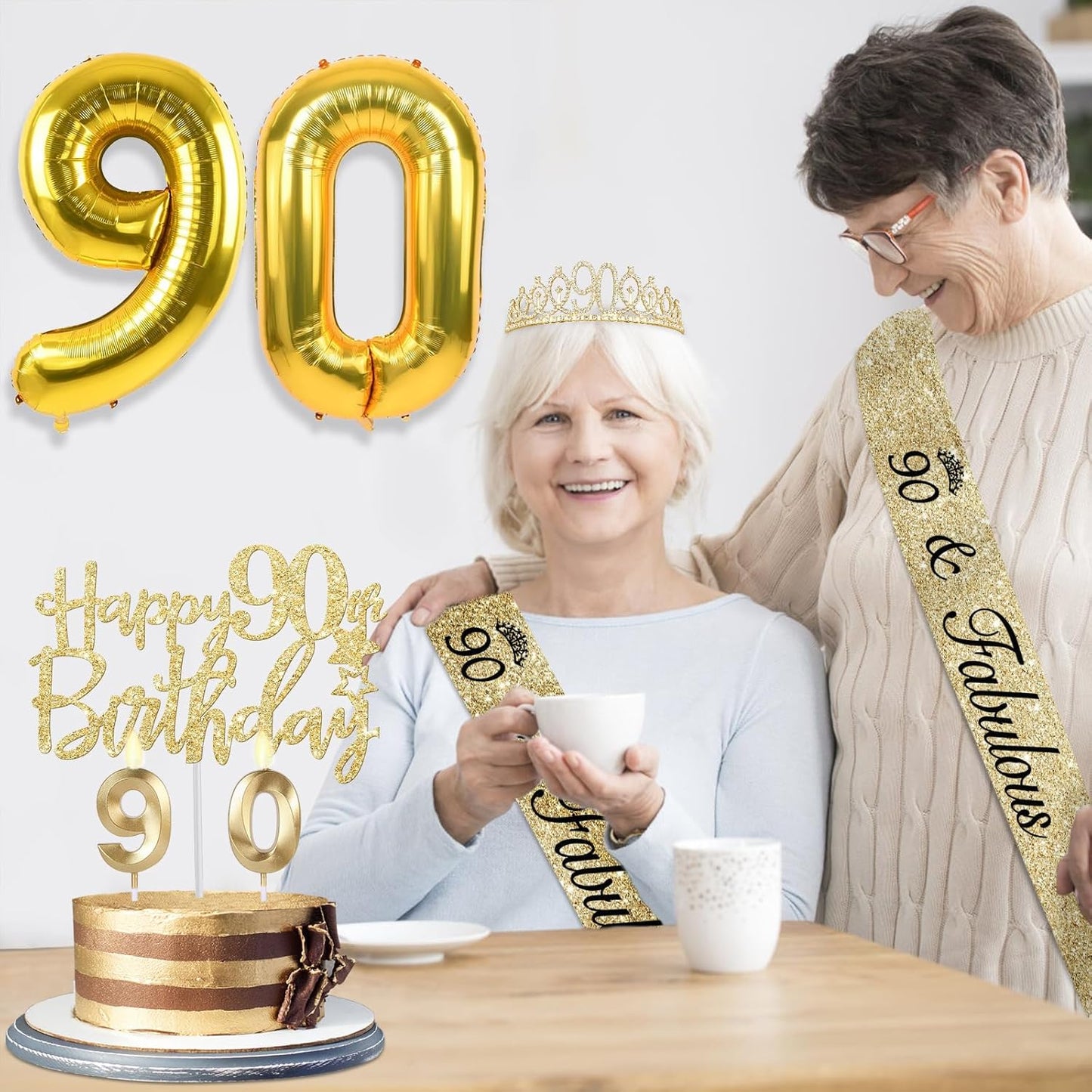 65th Birthday Decorations for Women, Including 65th Birthday Sash and Crown, Cake Topper and Candles, Number Balloons Rose Gold, 65 Year Old Gifts for Women