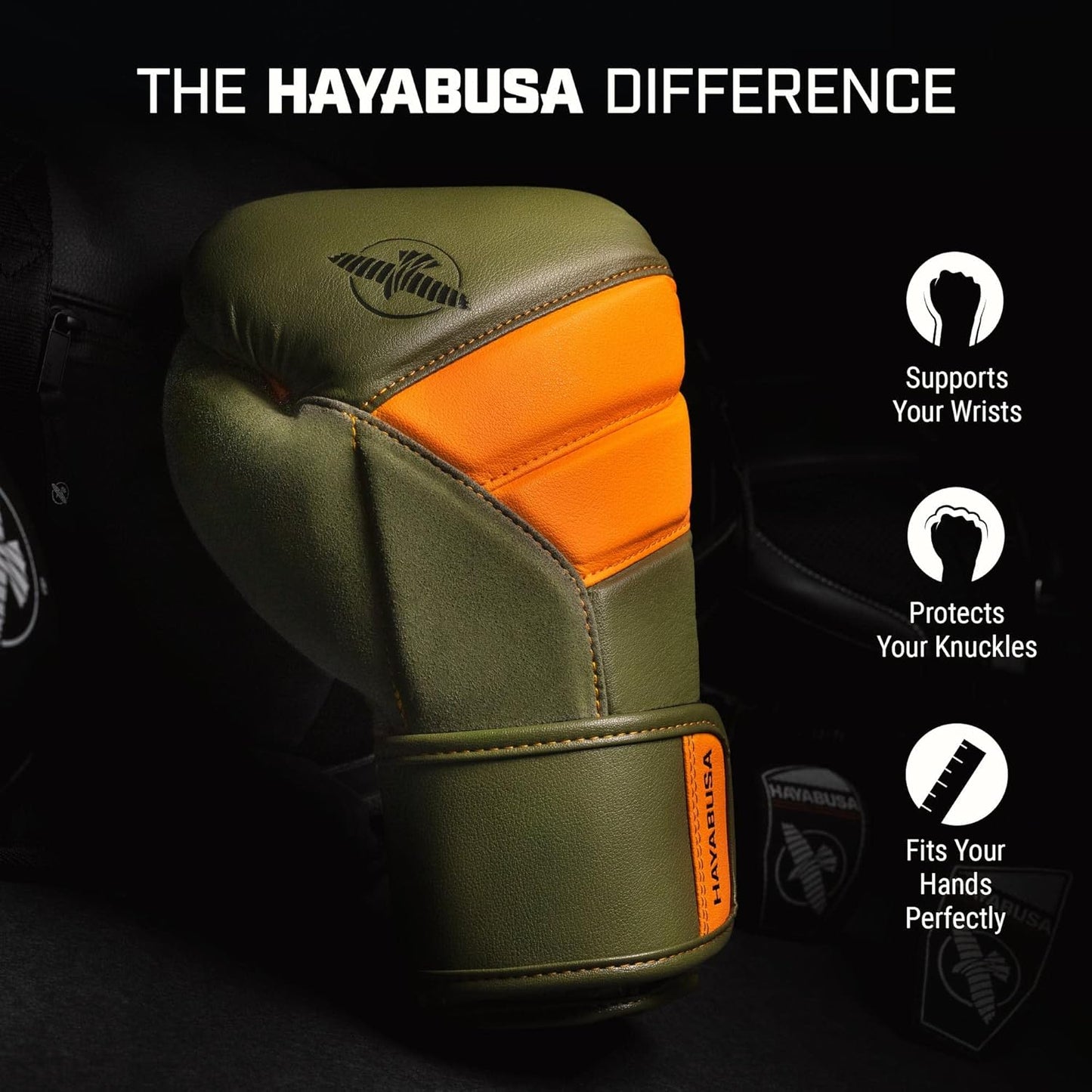 Hayabusa T3 Boxing Gloves for Men and Women Wrist and Knuckle Protection, Dual-X Hook and Loop Closure, Splinted Wrist Support, 5 Layer Foam Knuckle Padding