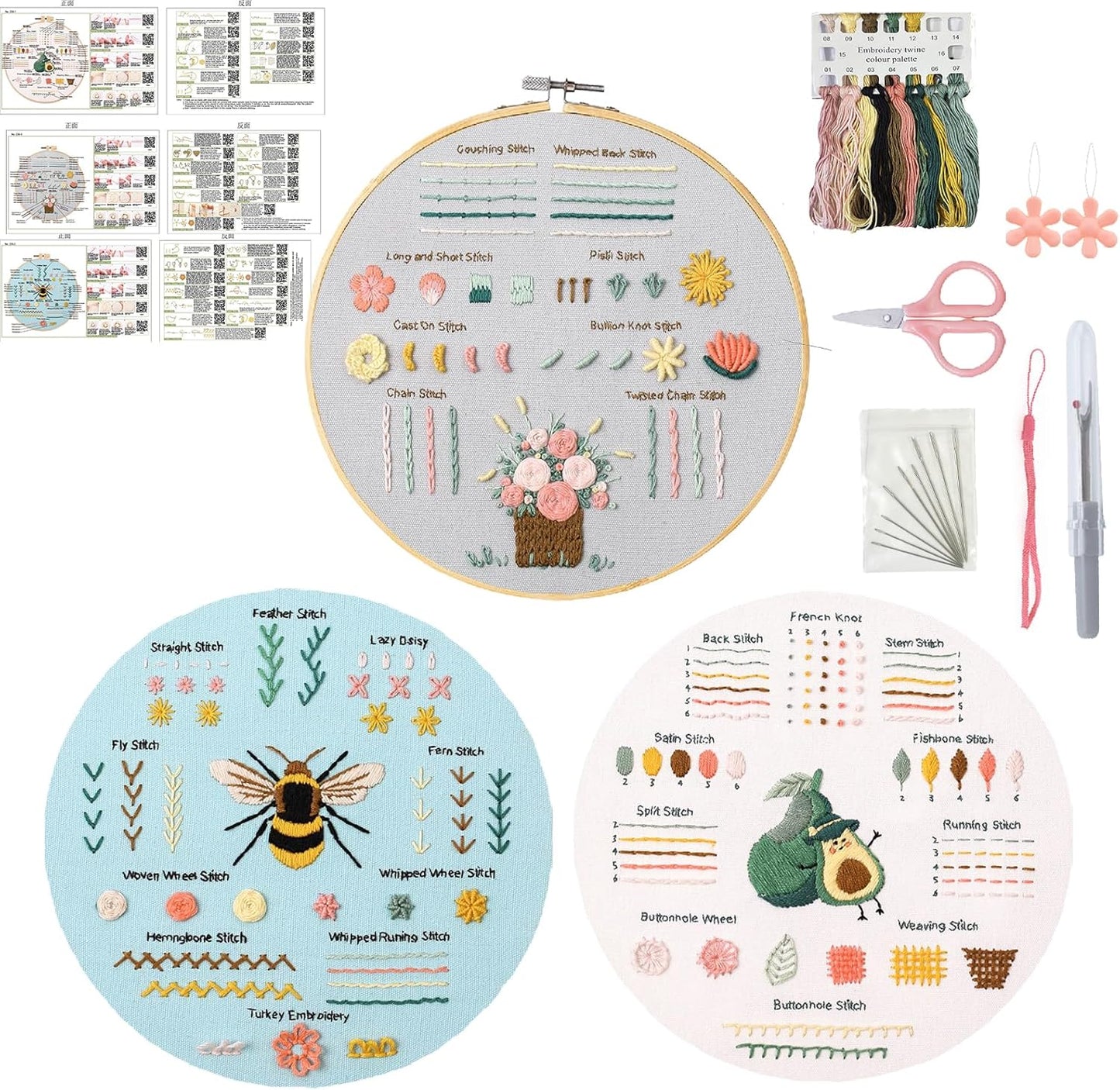 Purilite Select 3-Sets Flower Embroidery Kit