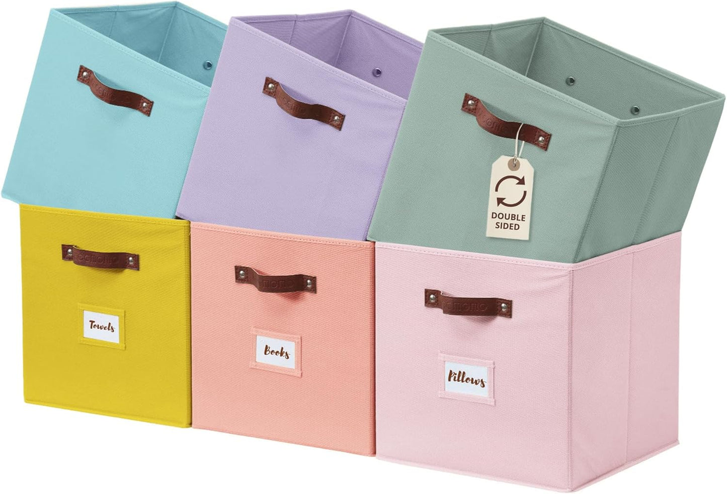 DECOMOMO Cube Storage Bin, Storage Cubes with Labels, Baskets for Shelves Kallax Linen Closet Organizers (Cube 10.5x11"/ 6pcs, Black)
