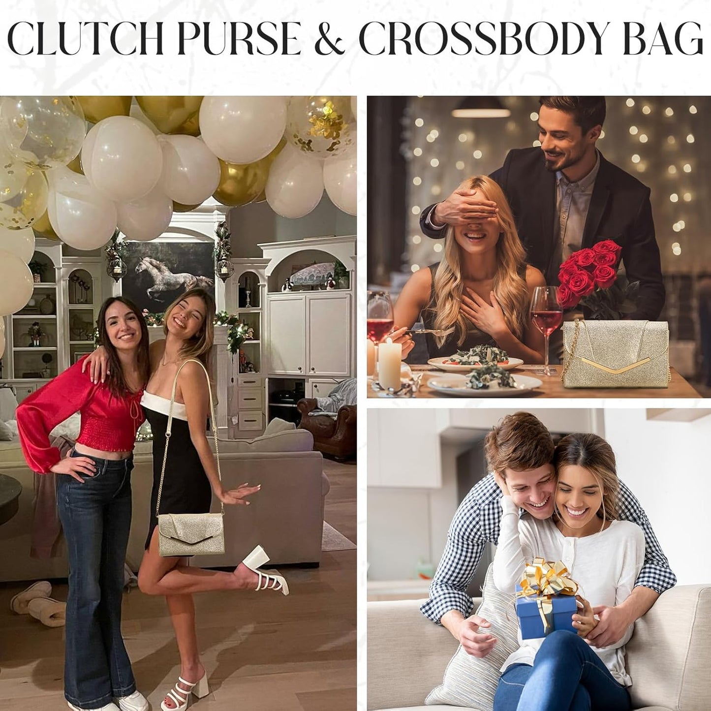 Vaschy Clutch Purse for Women,Fashion Envelope Evening Small Formal Handbag Fold-over Crossbody Shoulder Bag Wedding,Party