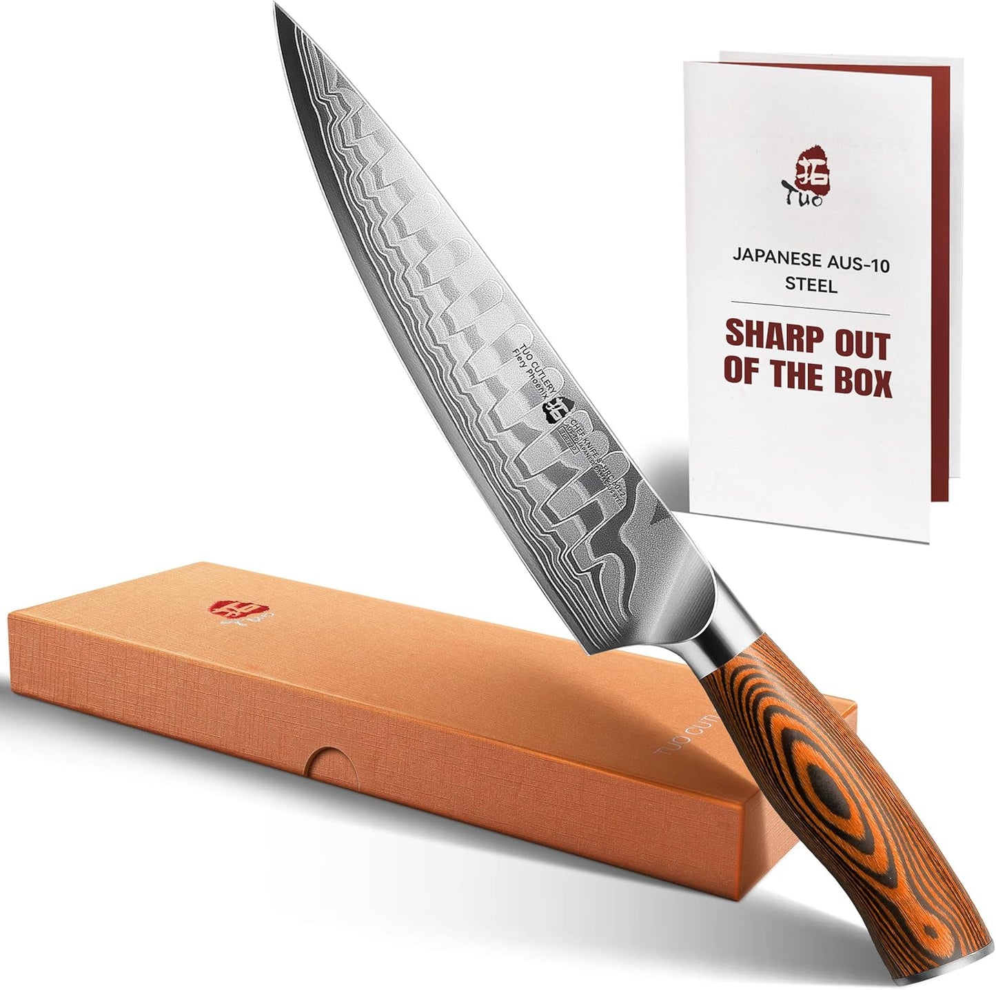 TUO Boning Knife - Razor Sharp Fillet Knife - High Carbon German Stainless Steel Kitchen Cutlery - Pakkawood Handle - Luxurious Gift Box Included - 7 inch - Fiery Phoenix Series
