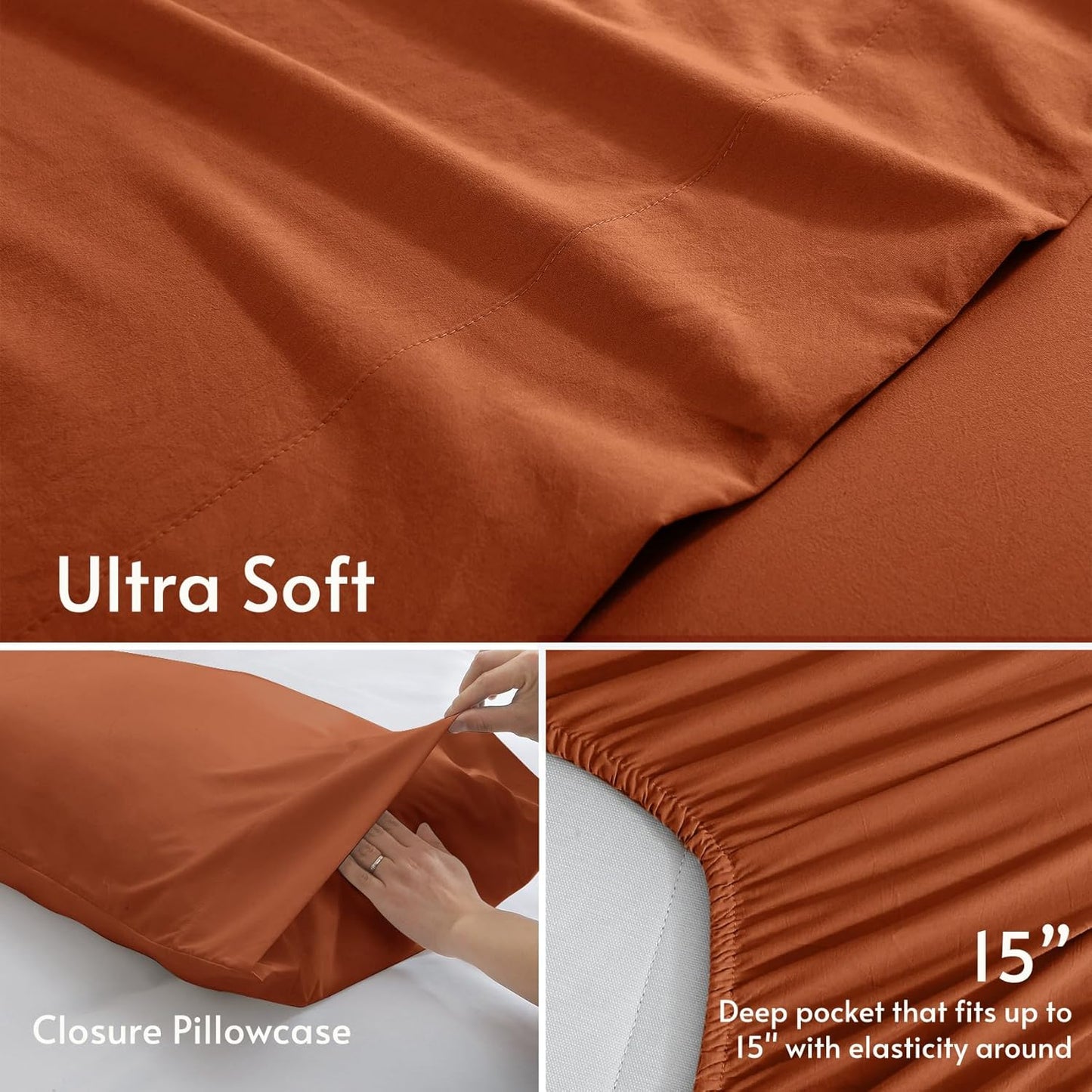 JOLLYVOGUE Queen Size Bed Sheet Set - 4 Piece Bed Sheets Set with Deep Pocket - Soft Breathable & Cooling - Resists Shrinkage & Fading Draps Queen - Easy Care (Dark Grey)