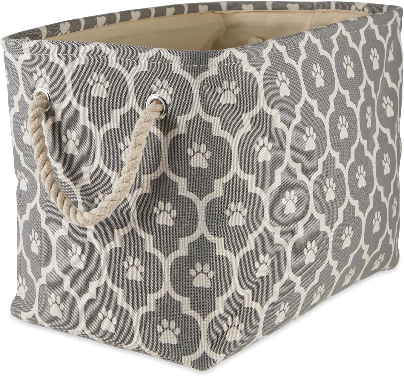 DII Bone Dry RoundSmall Pet Toy and Accessory Storage Bin, 12"(Dia) x9(H), Collapsible Organizer Storage Basket for Home Decor, Pet Toy, Blankets, Leashes and Food-Gray Stripes