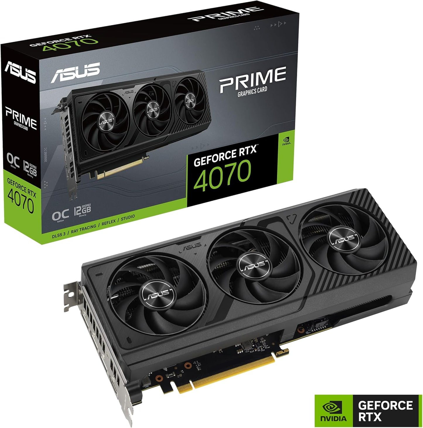 The SFF-Ready ASUS Prime GeForce RTX™ 5070 12GB GDDR7 Graphics Card (PCIe® 5.0, 12GB GDDR7, HDMI®/DP 2.1, 2.5-Slot, Axial-tech Fans, Dual BIOS)