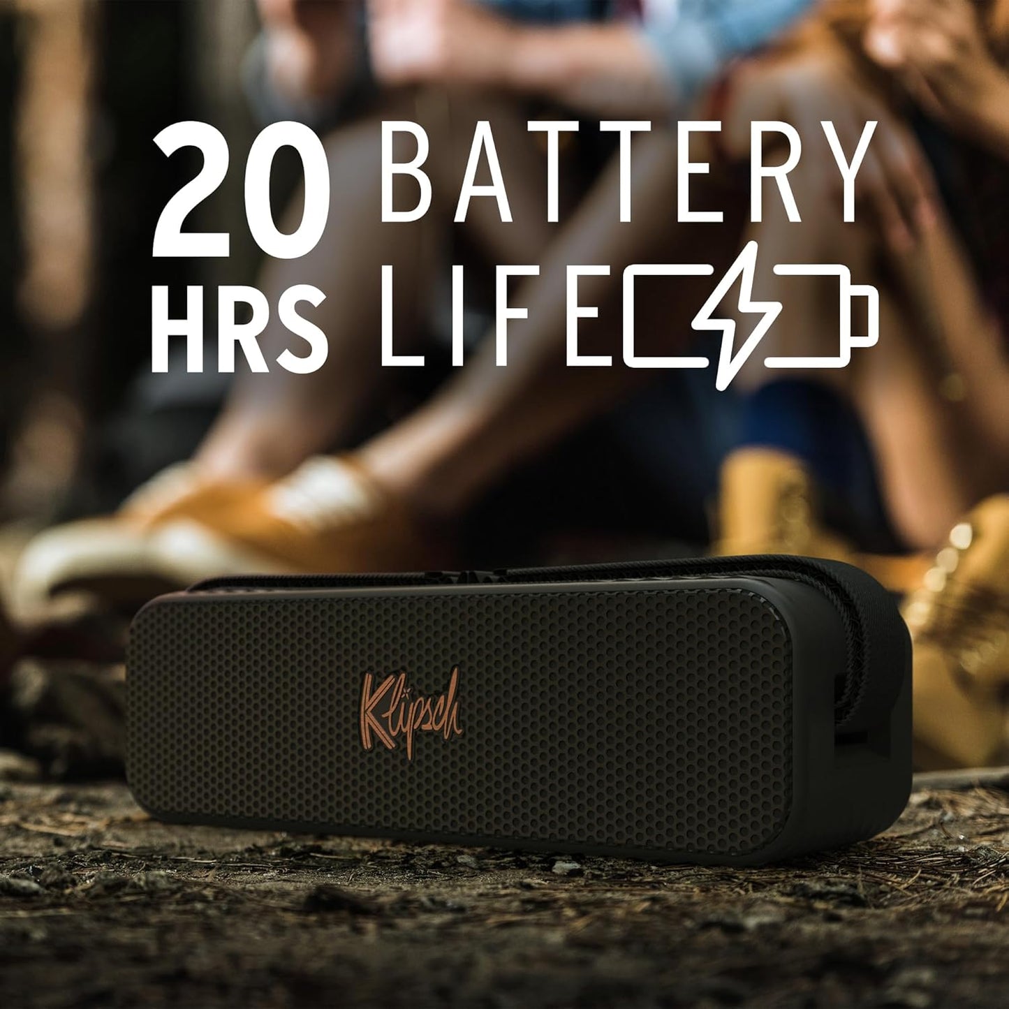 Klipsch Detroit Portable Bluetooth Speaker – 20 Hours Battery, IP67 Waterproof