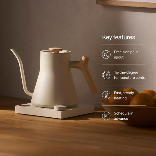 Fellow Stagg EKG Pro Electric Gooseneck Kettle, Temp Control, 0.9L 1200W Quick Heating, Pour-Over Coffee & Tea, Color LCD, Stainless Steel, Matte Black, Temp Hold, WiFi Smart Scheduling