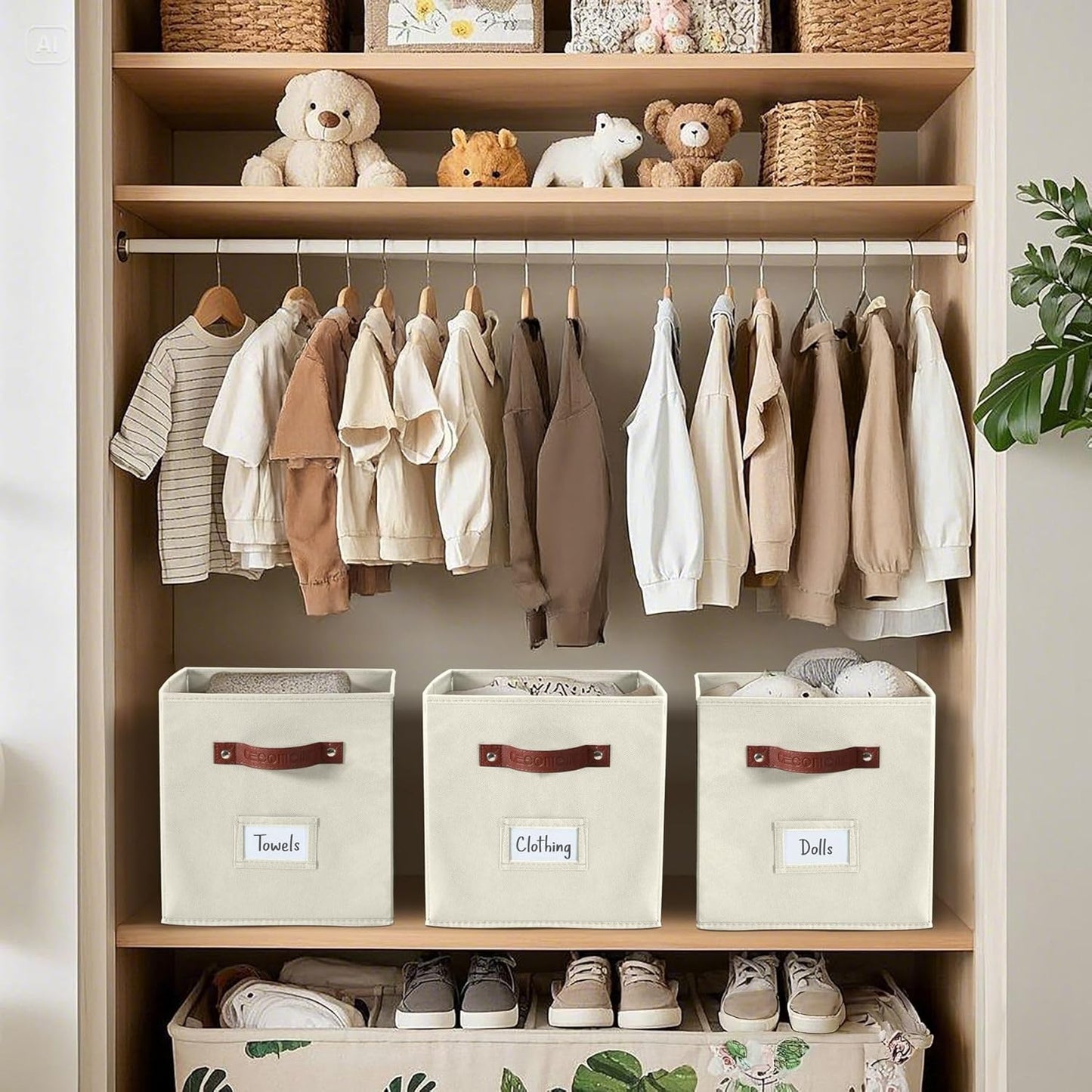 DECOMOMO Cube Storage Bin, Storage Cubes with Labels, Baskets for Shelves Kallax Linen Closet Organizers (Cube 10.5x11"/ 6pcs, Black)