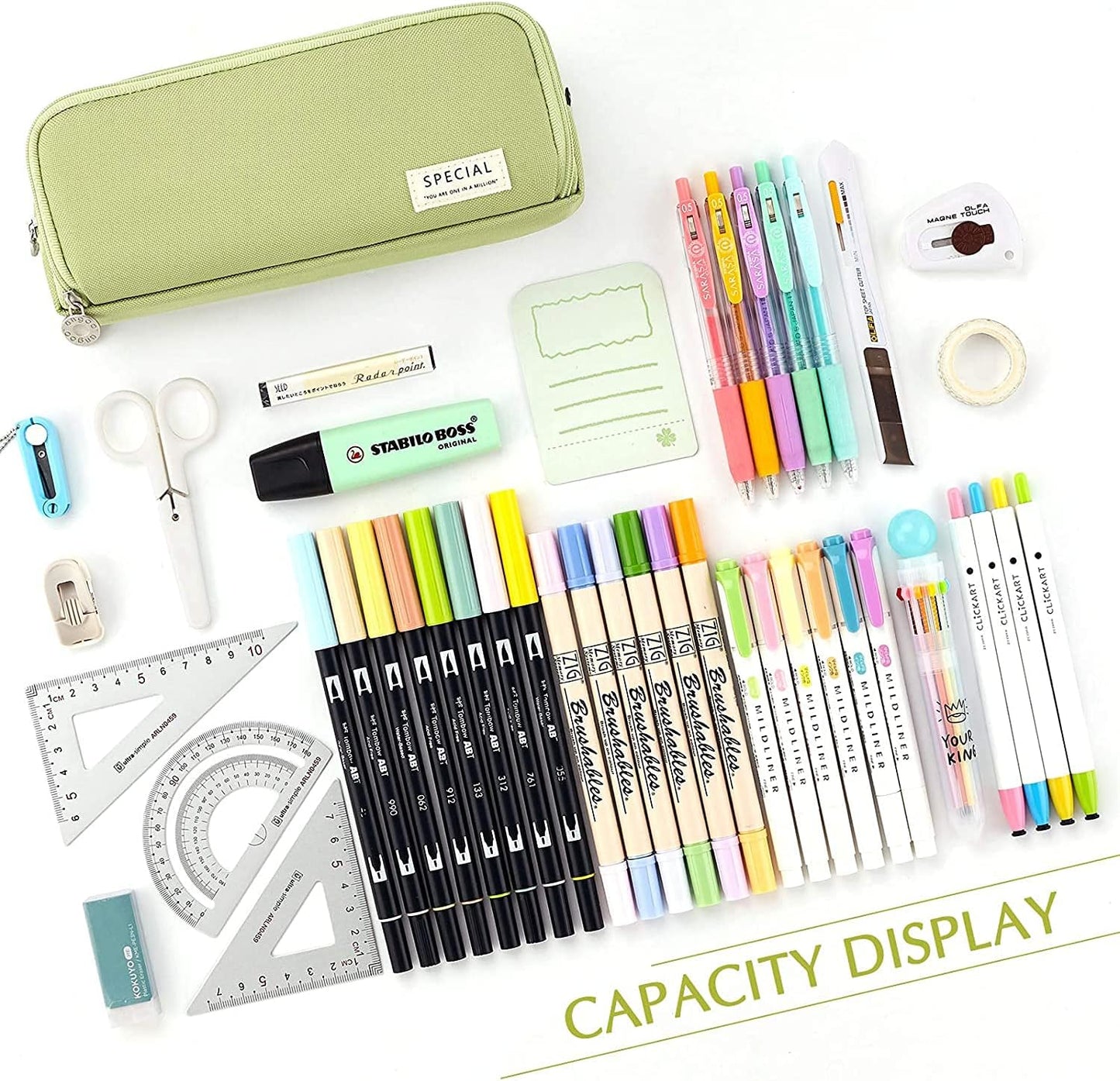 Big Capacity Pencil Case, OLIYuMi 3 Compartment Pencil Pouch Pencil Bag Storage Box Stationery Organizer Makeup Bag with Zipper Closure for Student Office College Boys and Girls (Pink)