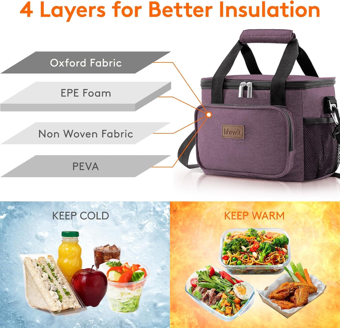 Lifewit Lunch Bag for Men, Insulated Lunch Box Leakproof Soft Cooler Cooling Tote for Adult Women, Waterproof Reusable Lunch Bags for Work Office Outdoor Picnic Camping, Black, 12-Can (9L)