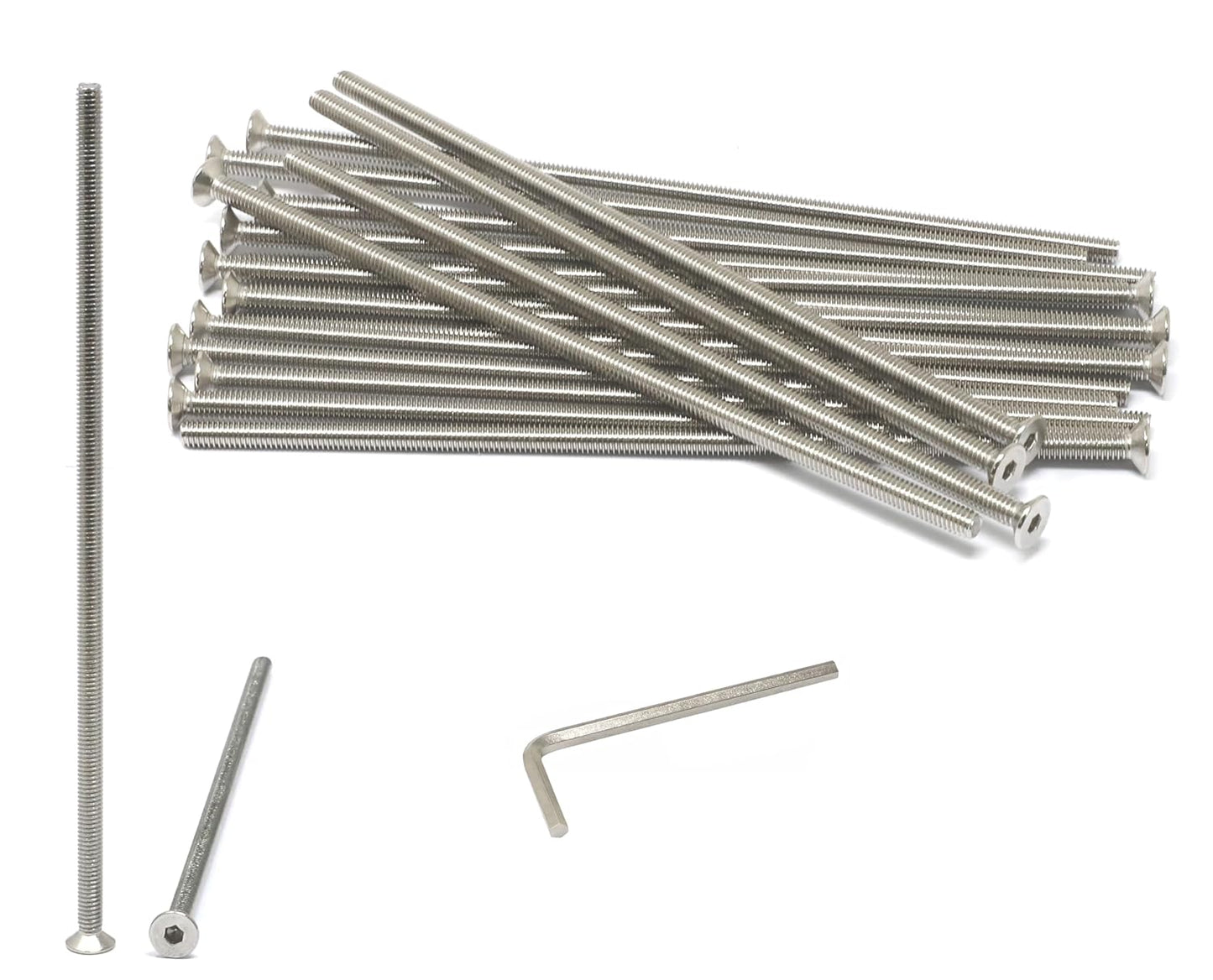 iexcell 5 Pcs M8 x 80mm Thread Pitch 1.25 mm Stainless Steel 304 Hex Socket Flat Head Cap Screws Bolts Kit