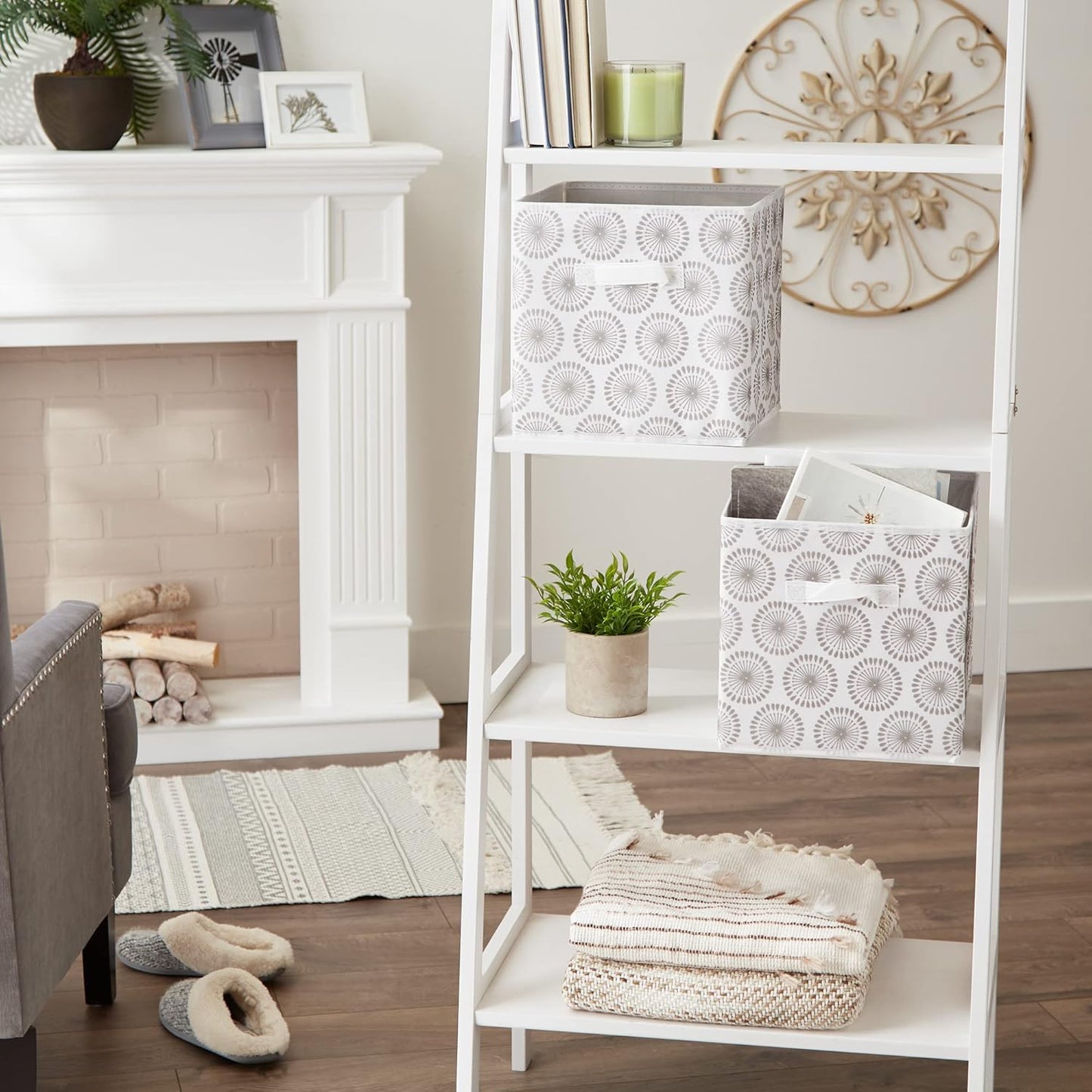 DII Foldable Fabric Storage Containers for Nurseries, Offices, Closets, Home Decor, Cube Organizers & Everyday Storage Needs, (Large - 11 x 11 x 11) Scroll Nautical Blue - Set of 2