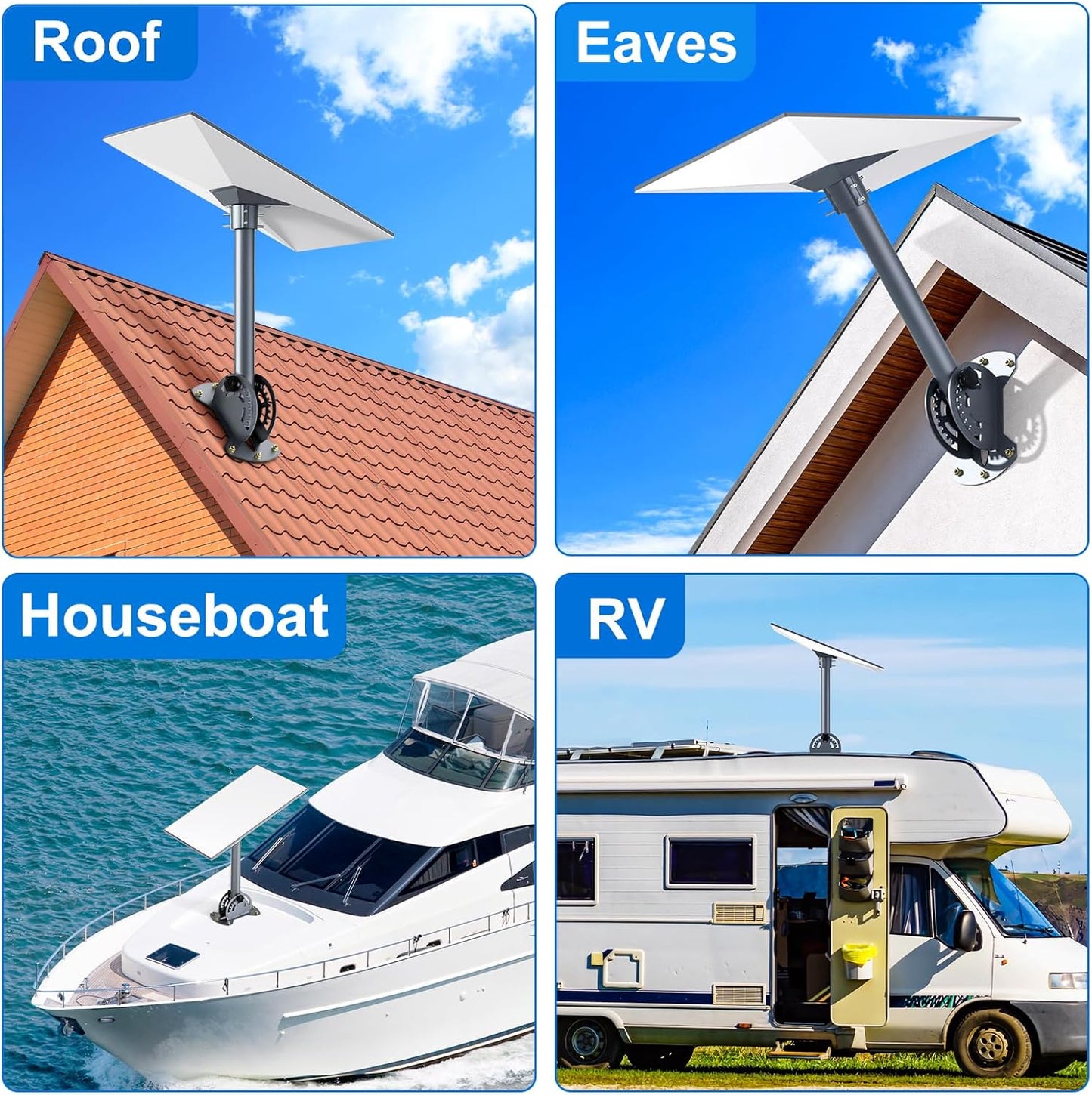 Starlink Gen 3 Mount, 180° Adjustable Starlink Mounting Kit, Heavy Duty Pivot Starlink Roof Mount, Starlink Pole Mount for Gen 3, Starlink Mount with Starlink Gen 3 Pipe Adapter