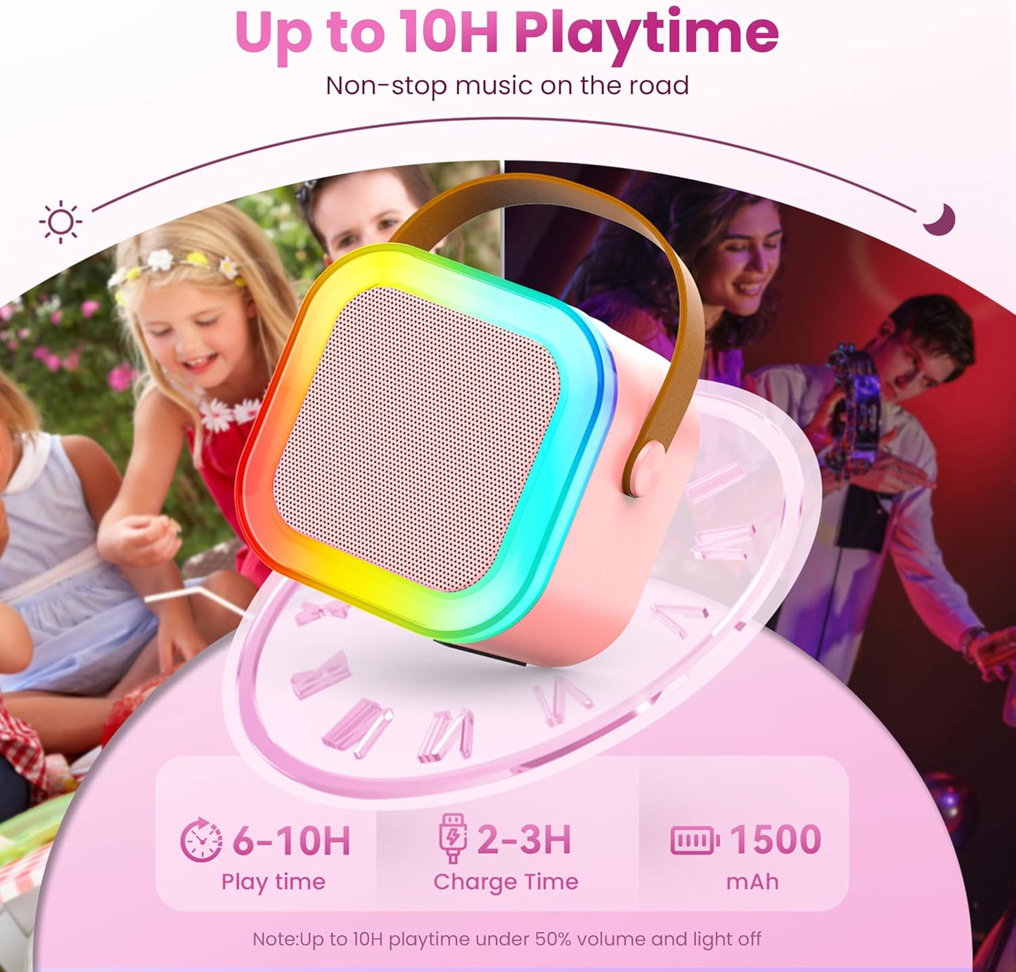 Karaoke Machine for Kids Adults, Portable Bluetooth Mini Karaoke Microphone Singing Speaker Karaoke Player with 2 Wireless Mic Toys for All Smartphones,Birthday, Family,Home Party (Purple)