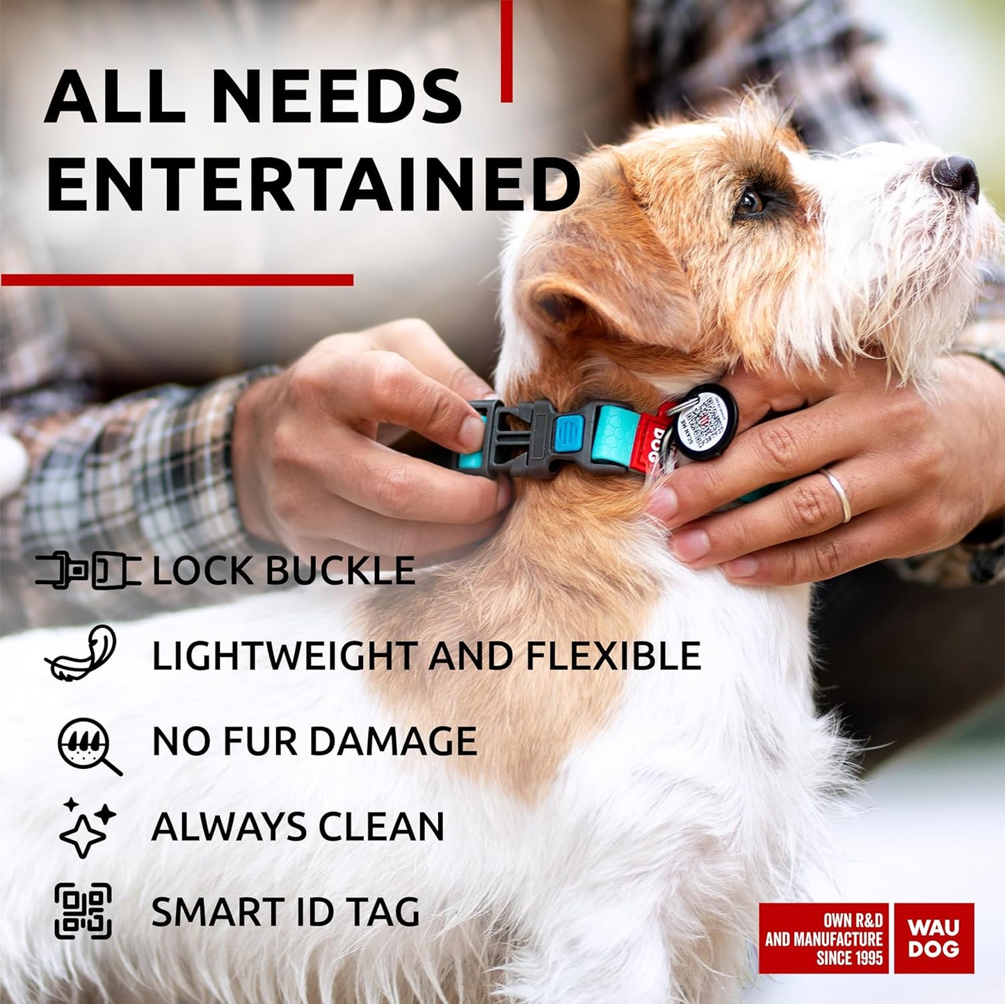Waterproof Dog Collar - Adjustable Glow Dog Collar for Large Dogs, Small and Medium Dogs - Heavy Duty Dog Collars with Durable Metal Clasp and QR Dog Tag - Glow in The Dark Dog Collars