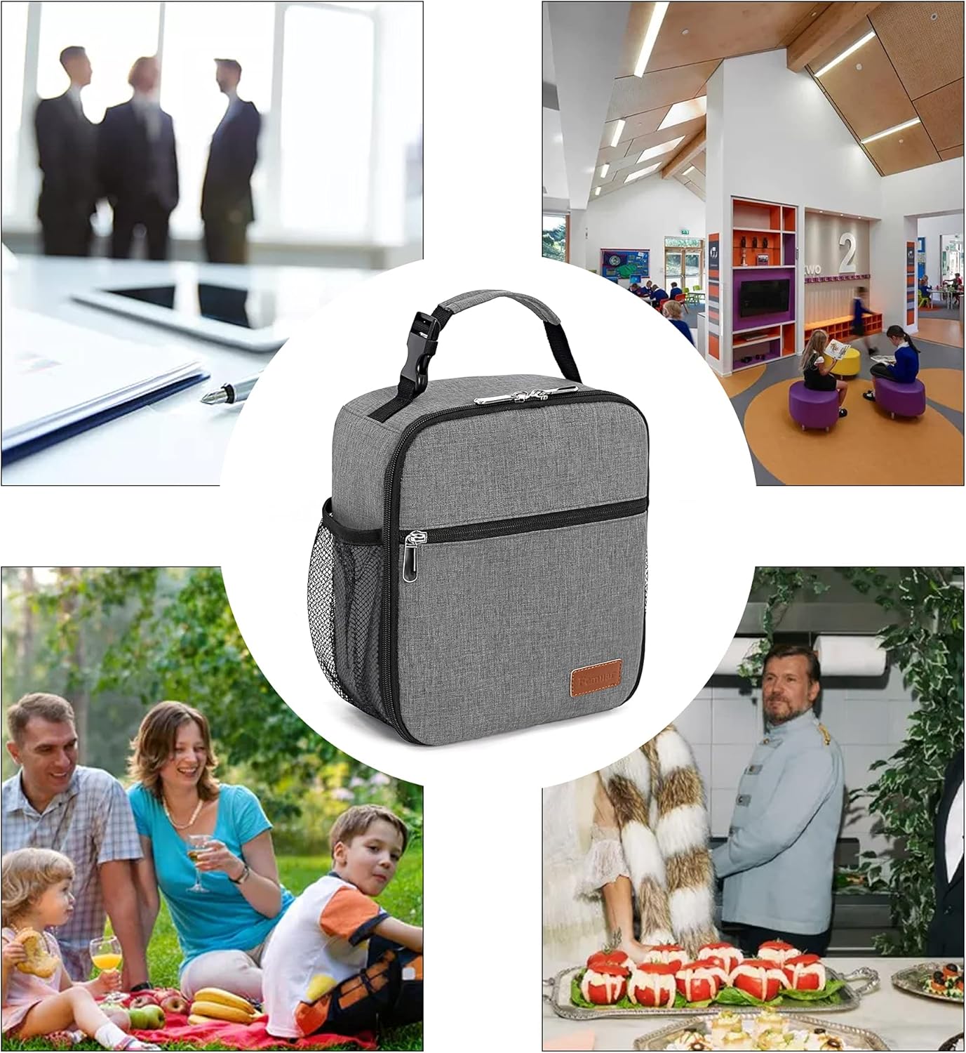 Lunch Box for Men Women Adults Small Lunch Bag for Office Work Picnic - Reusable Portable Lunchbox, Black