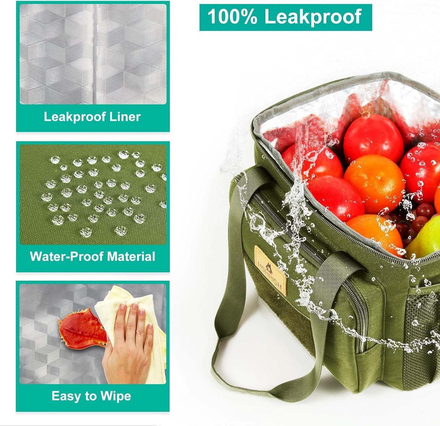 HSHRISH Tactical Large Lunch Bag for Men,Leakproof Insulated Lunch Box, Durable Soft Cooler Bag with Shoulder Strap Lunch Pail for Work Shifts Outdoor