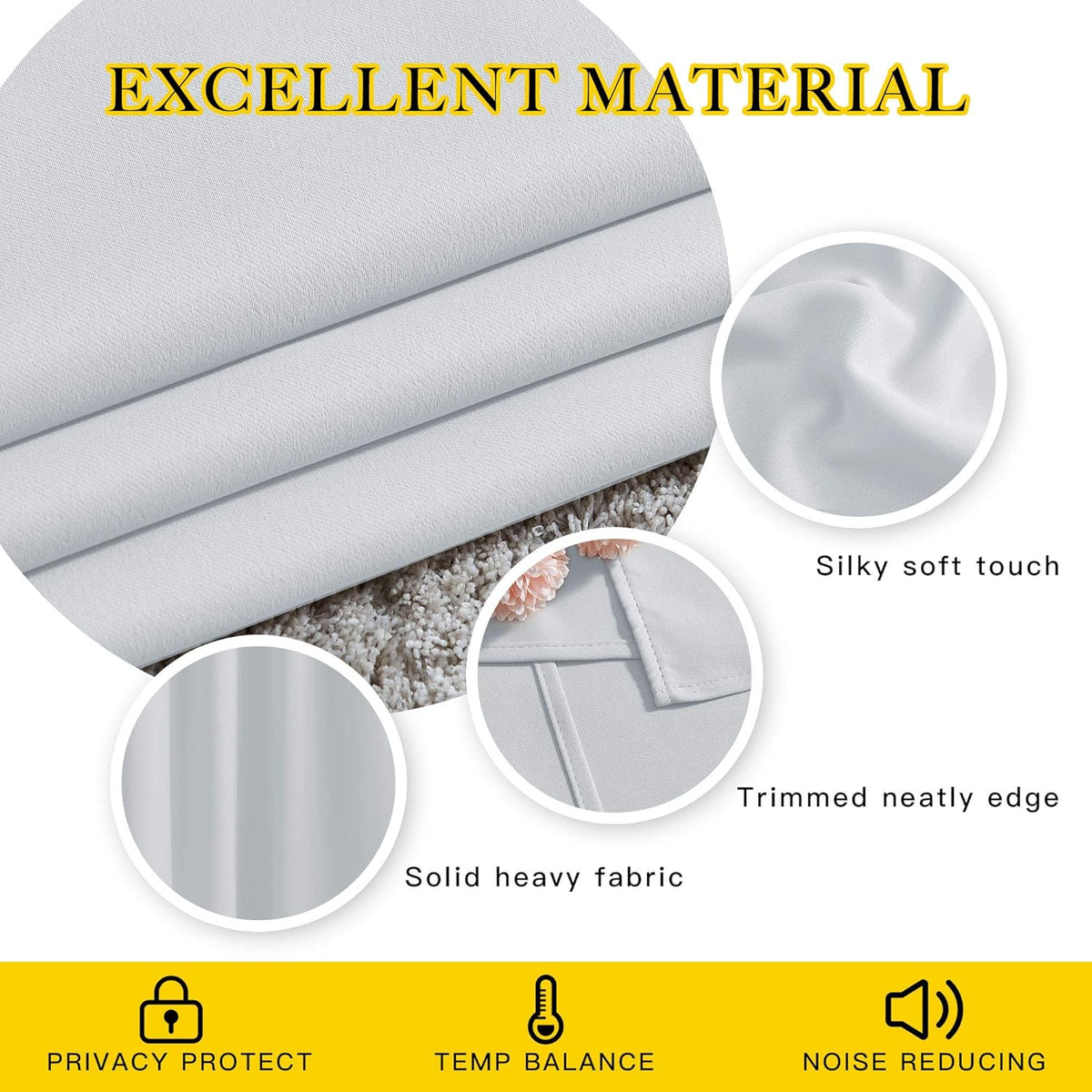 NICETOWN Blackout Curtains 2 Panels for Bedroom- Thermal Insulated Grommet Blackout Curtains 63 Inches Long for Living Room/Kitchen Rideaux occultants (2 Panels, W42 x L63 -Inch,Grey) - PuriLite