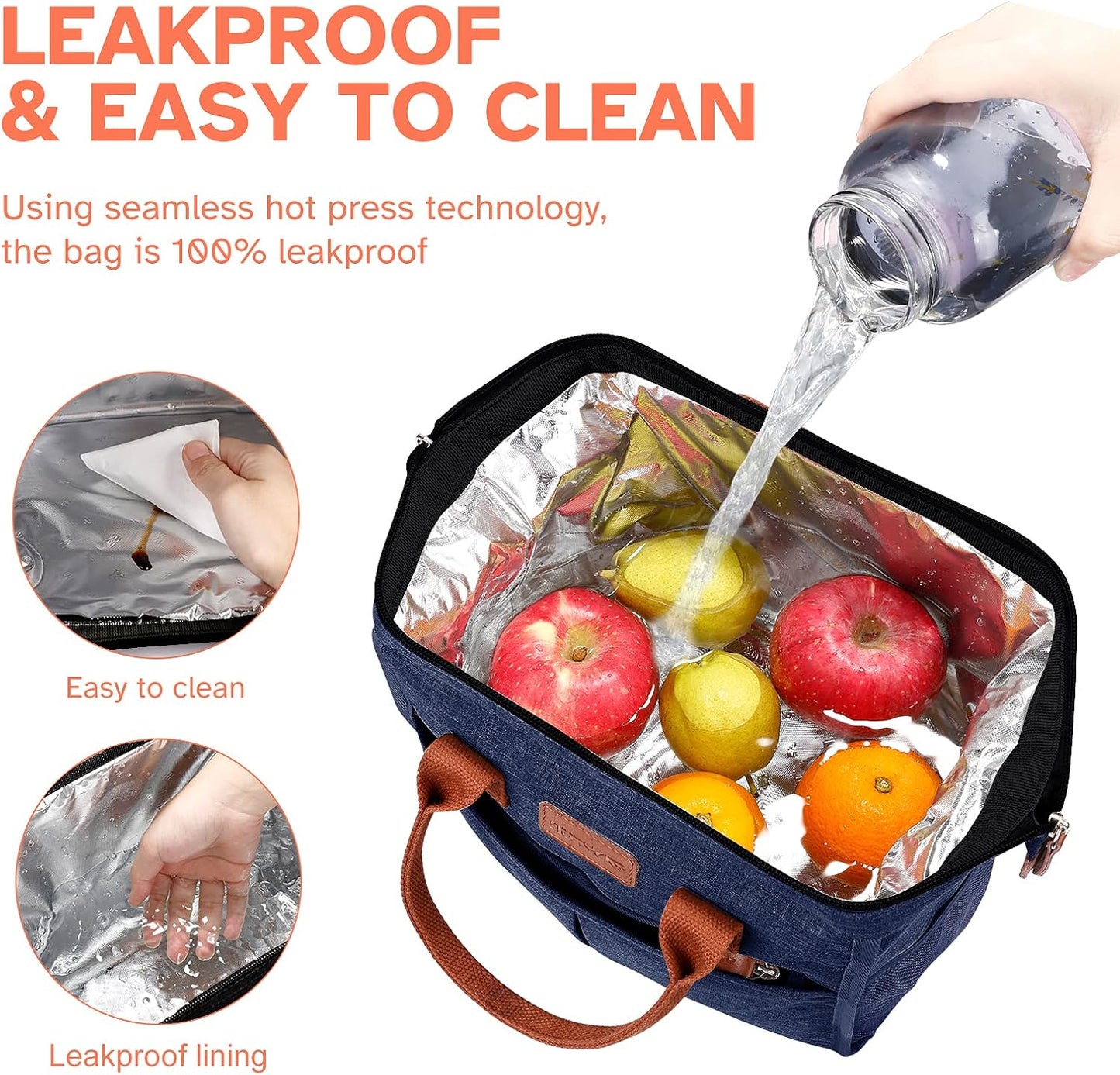 Lunch Bag for Women & Men, Insulated Lunch Box Cooler Tote Bags, Adult Reusable Lunch Boxes with Water Resistant for Work, Travel and Picnic (Grey)