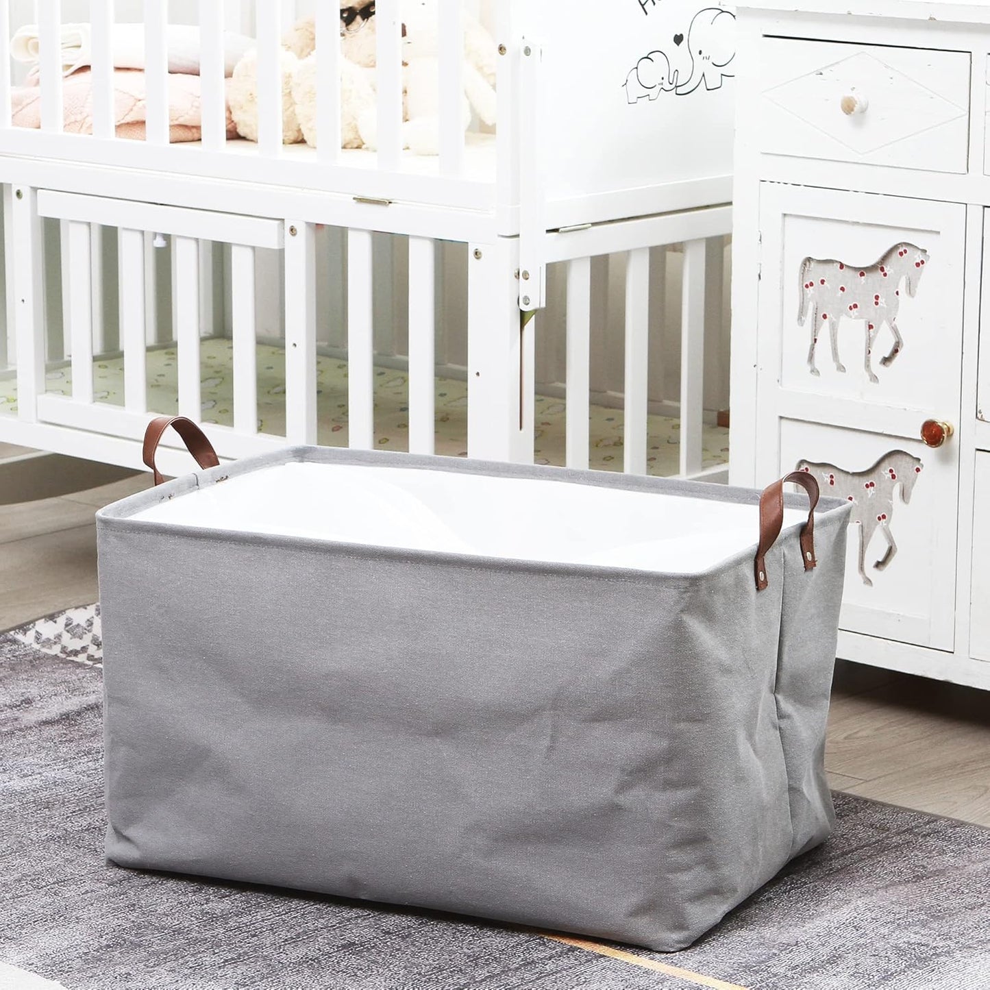 Hinwo 6-Pack Small Canvas Fabric Storage Baskets Set with Handles, Open Storage Bins, Cube Storage Organizer, Shelf Organizer Bins for Closet, 7.9L, 12 x 8 x 5 Inches, Grey Stripe