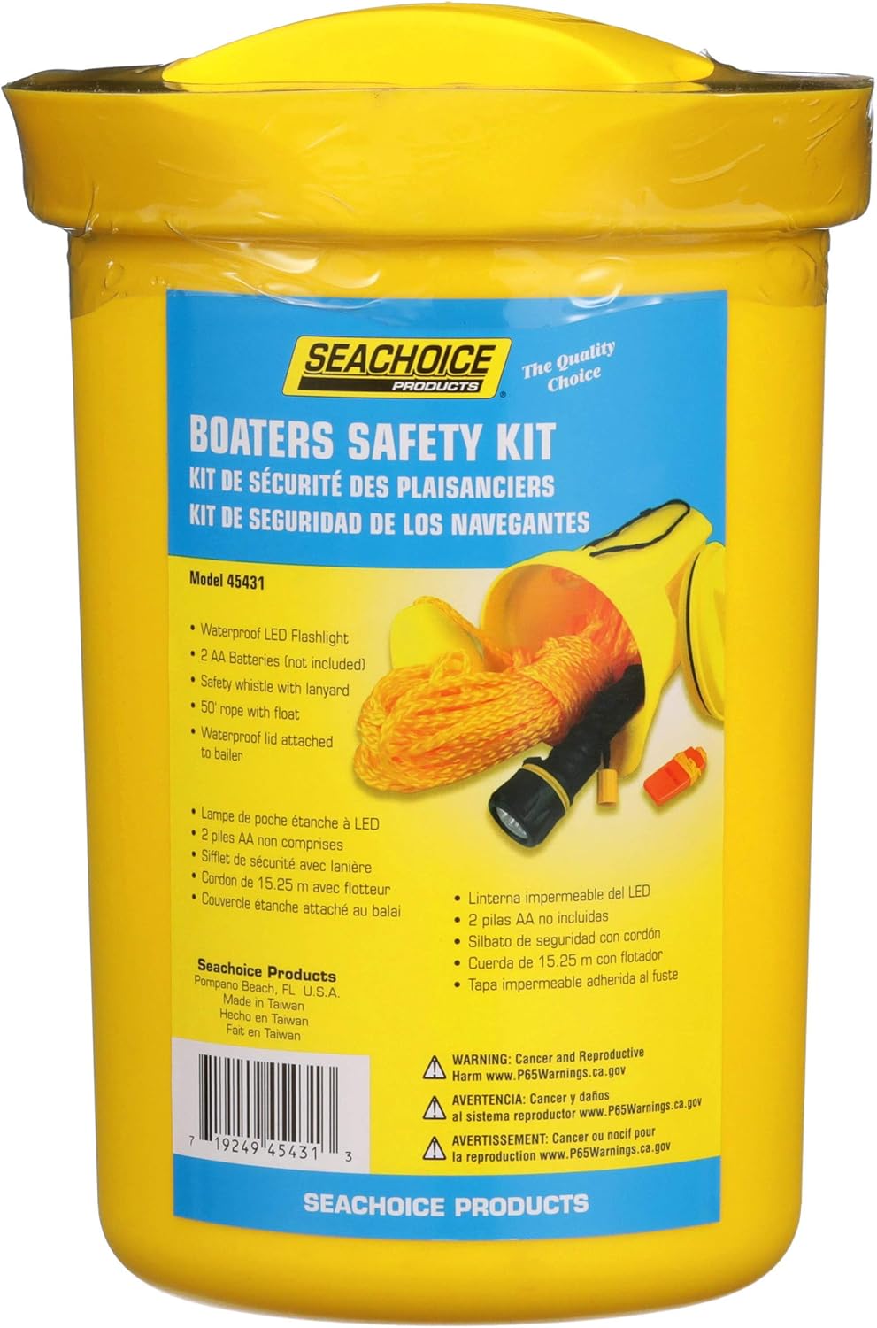 Seachoice Boat Bailer Safety Kit, Includes Flashlight, Whistle, 50 Ft. Line and Bailer