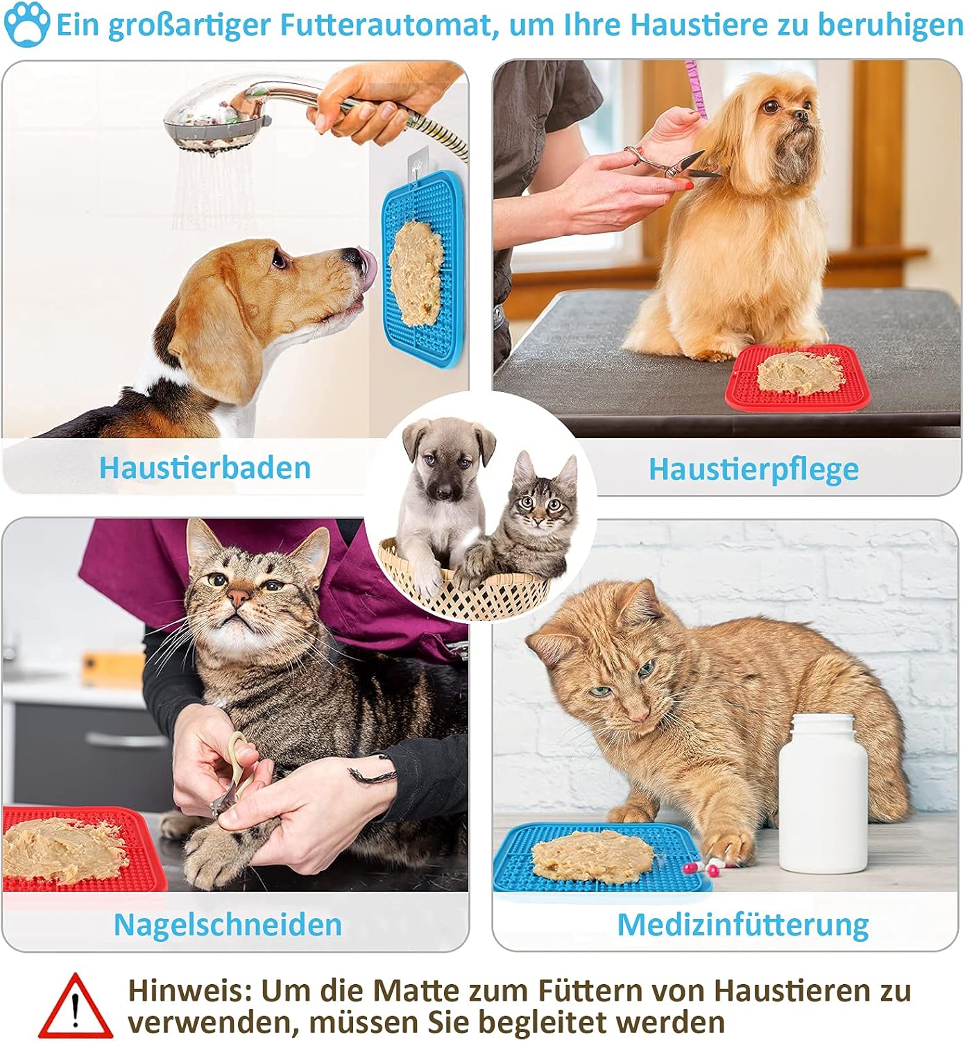 2 Pack Licking Mat for Dogs & Cats with Suction Cups, Dog Slow Feeder Lick Pat for Anxiety Relief, Dog Toys Feeding Mat for Butter Yogurt Peanut, Pets Bathing Grooming Training Mat