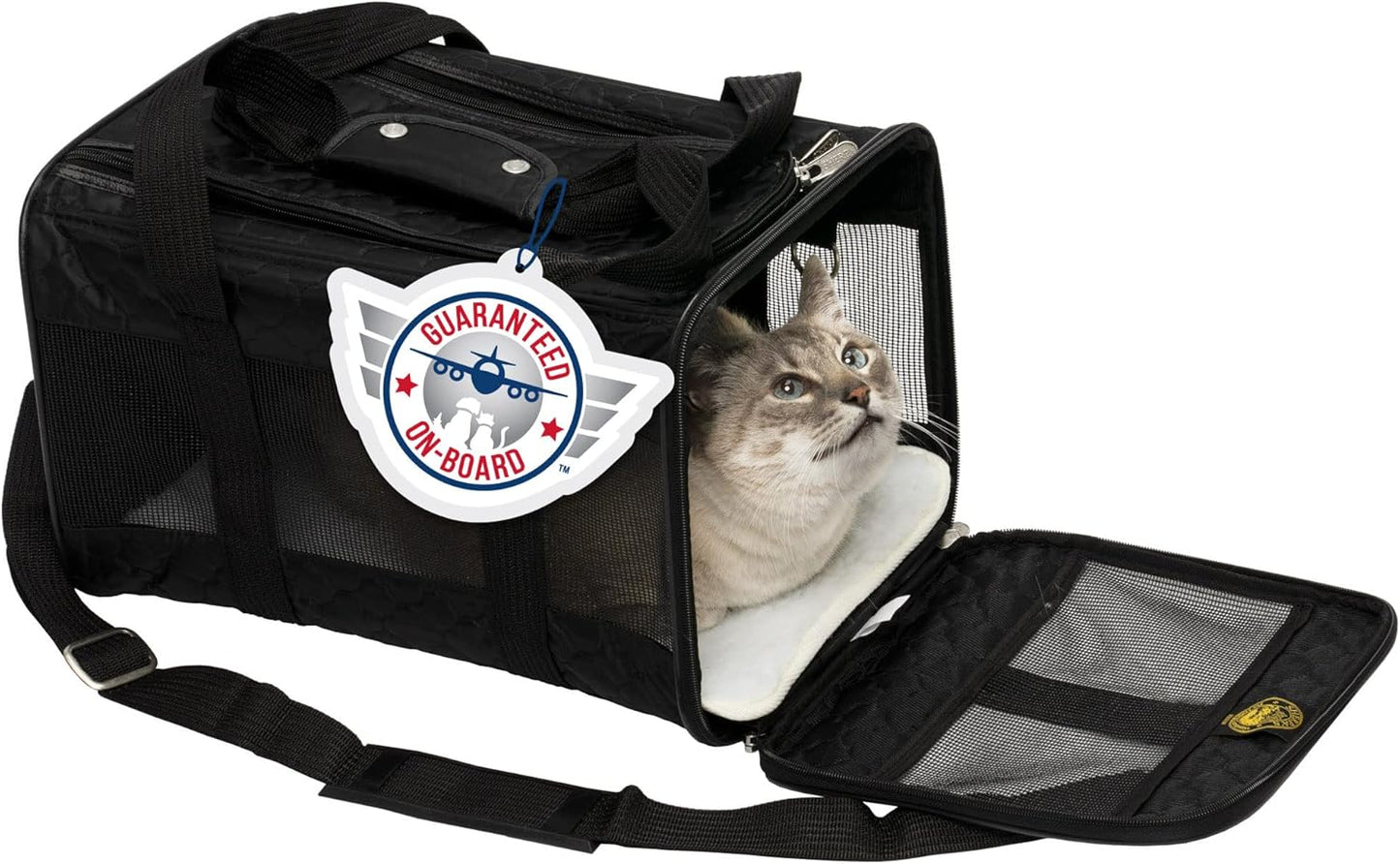 Sherpa Original Deluxe Travel Bag Pet Carrier, Airline Approved & Guaranteed-On-Board - Mesh Panels & Spring Frame, Locking Safety Zippers, Machine Washable Liner - Charcoal Gray, Medium