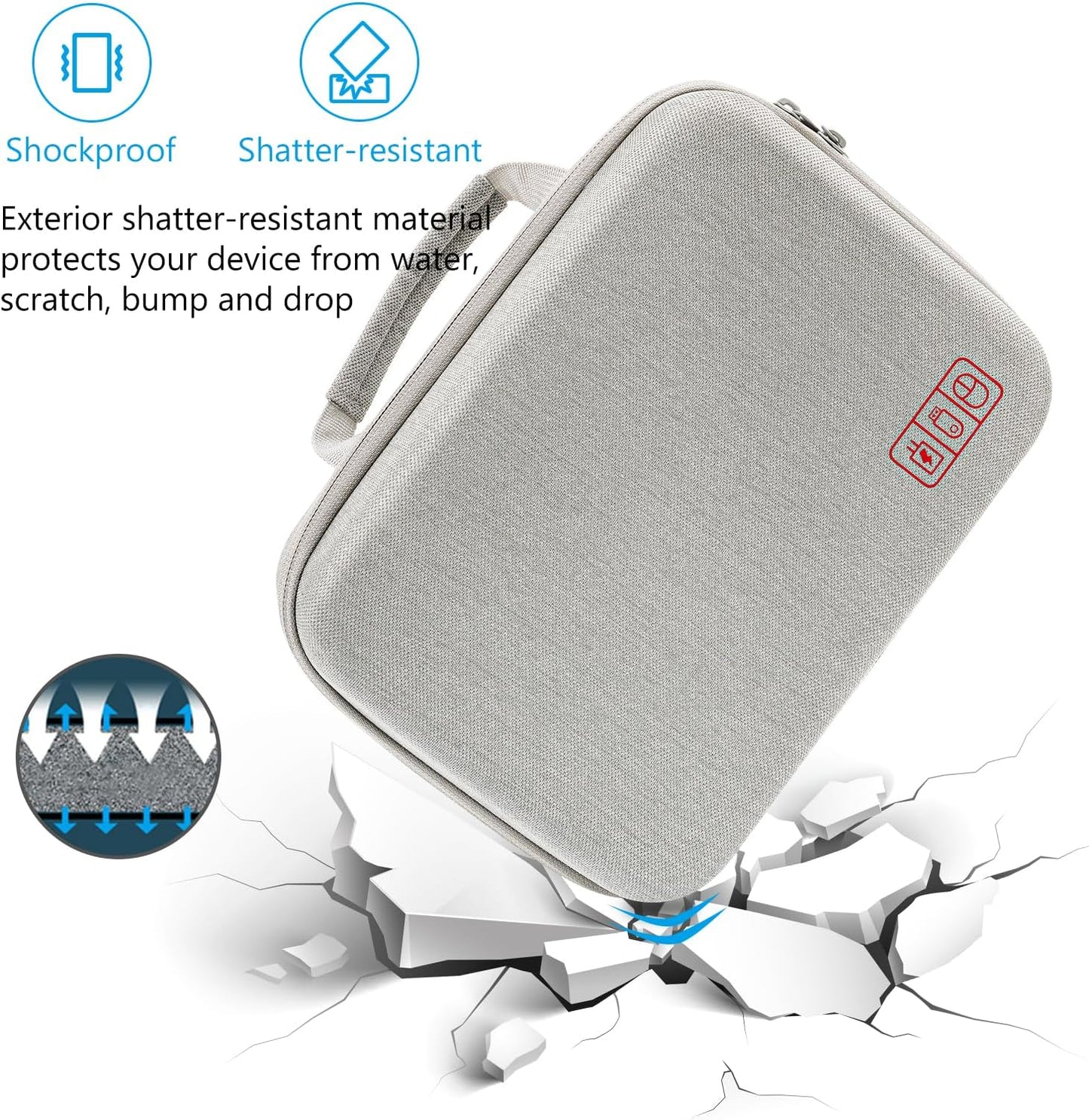 ProCase Hard Travel Electronic Organizer Case for MacBook Power Adapter Chargers Cables Power Bank Apple Magic Mouse Apple Pencil USB Flash Disk SD Card Small Portable Accessories Bag -L, Black