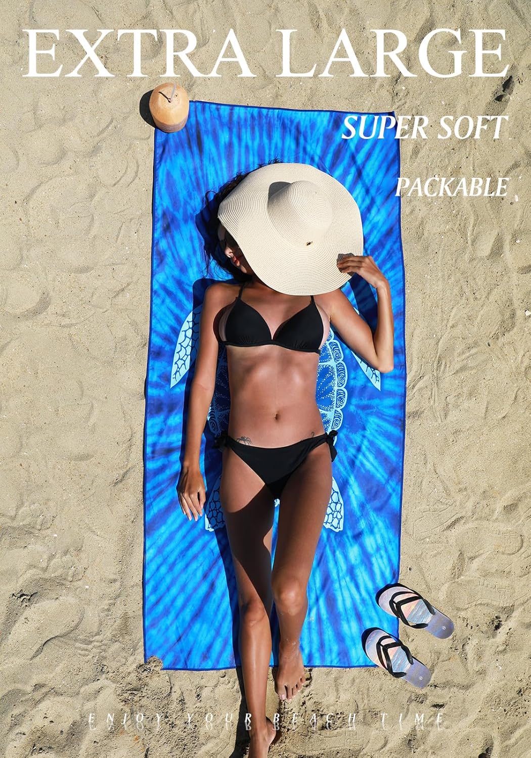 4 Pack Microfiber Lightweight Thin Beach Towel Sand Free Quick Dry Super Absorbent Compact Oversized Large Towels for Swimming Pool Yoga Gym Travel Vacation Beach Accessories Essentials for Adults